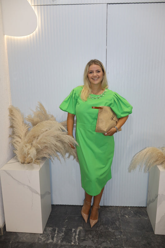 Helen – zelena elegancija s lančić detaljem