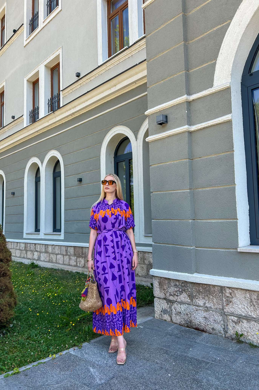 Bleona - duga haljina viskozne tkanine u ljubičastoj nijansi