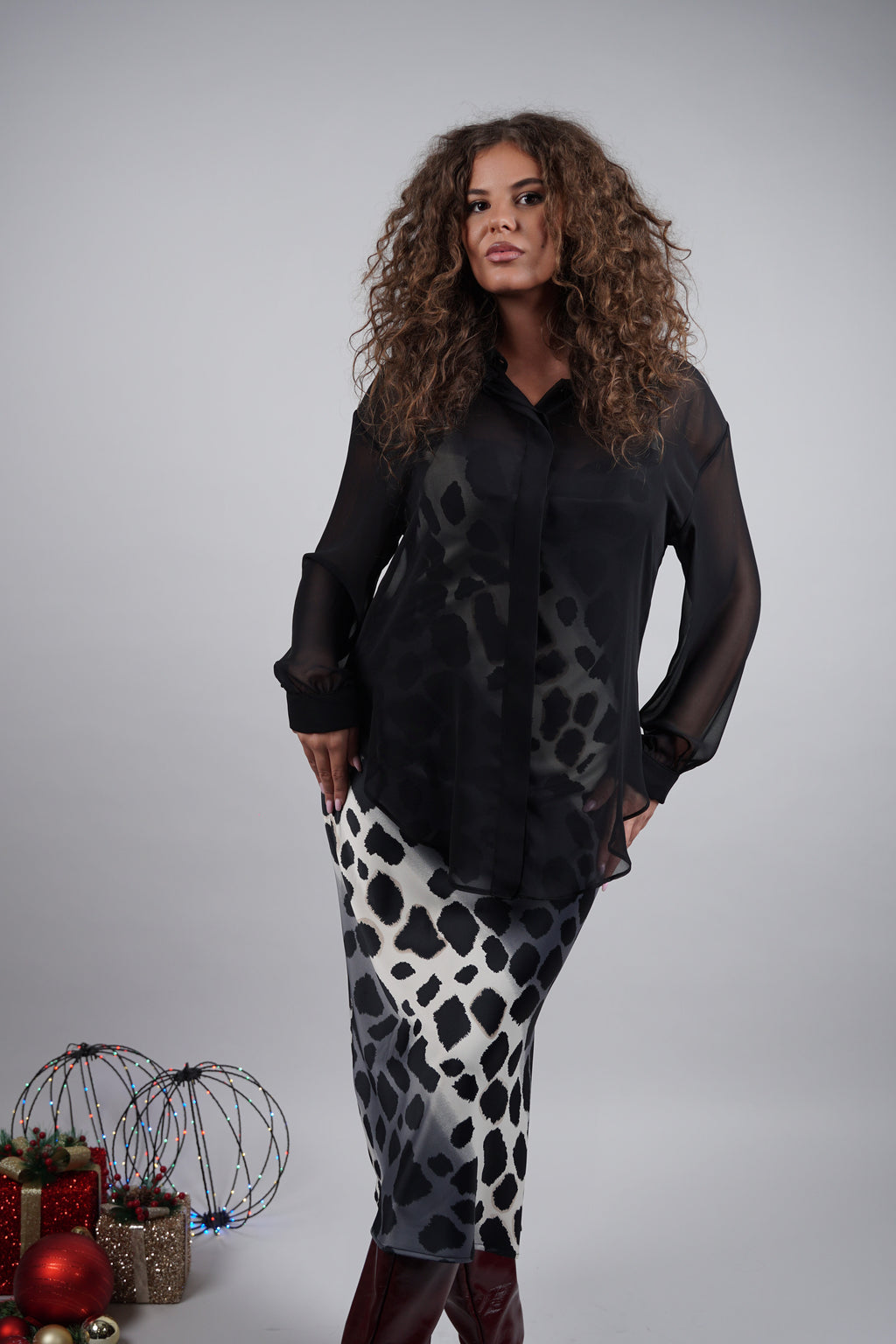 Komplet “Urban Wild” – slip haljina + prozirna košulja