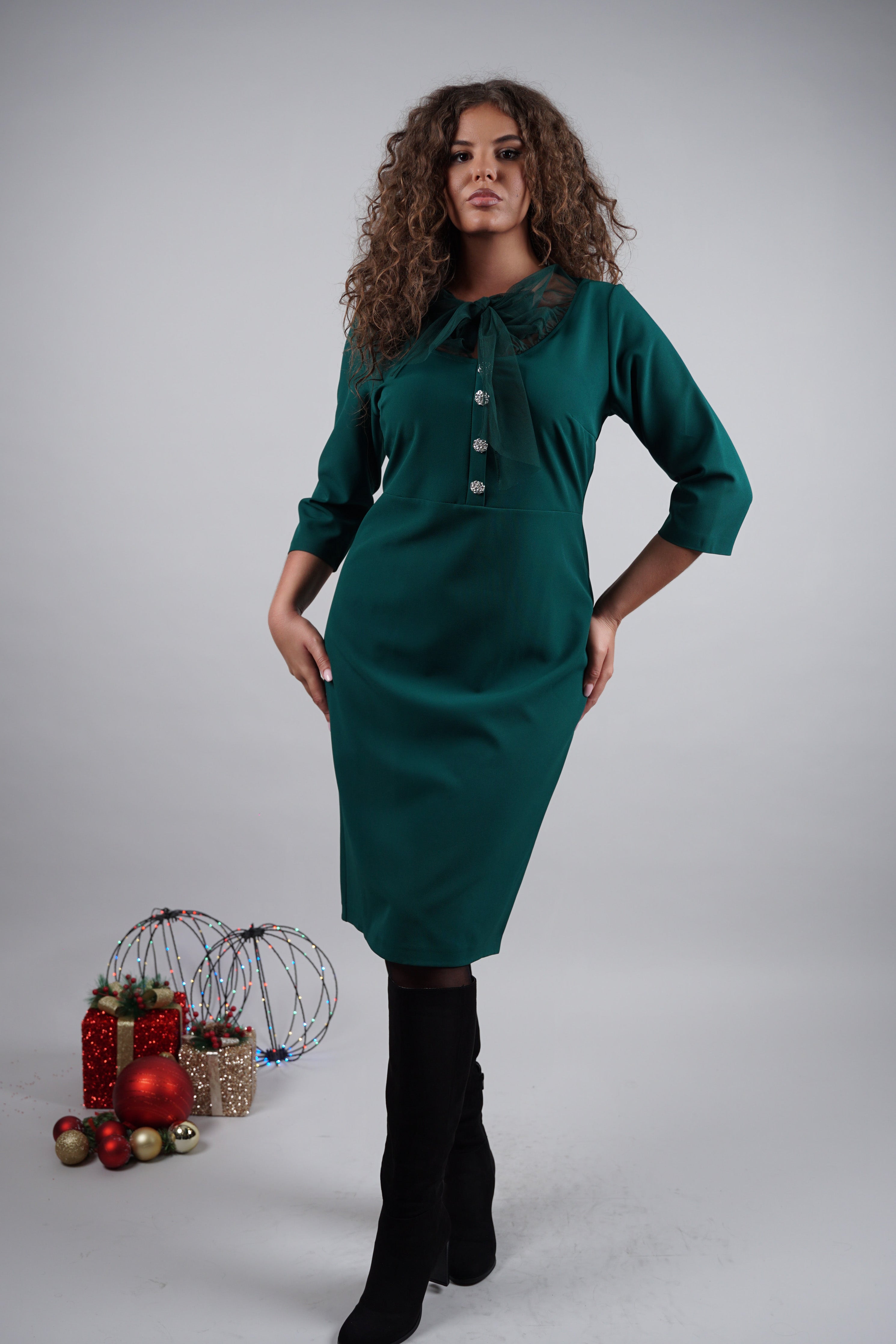 Celeste haljina – zelena elegancija sa srebrnim akcentima