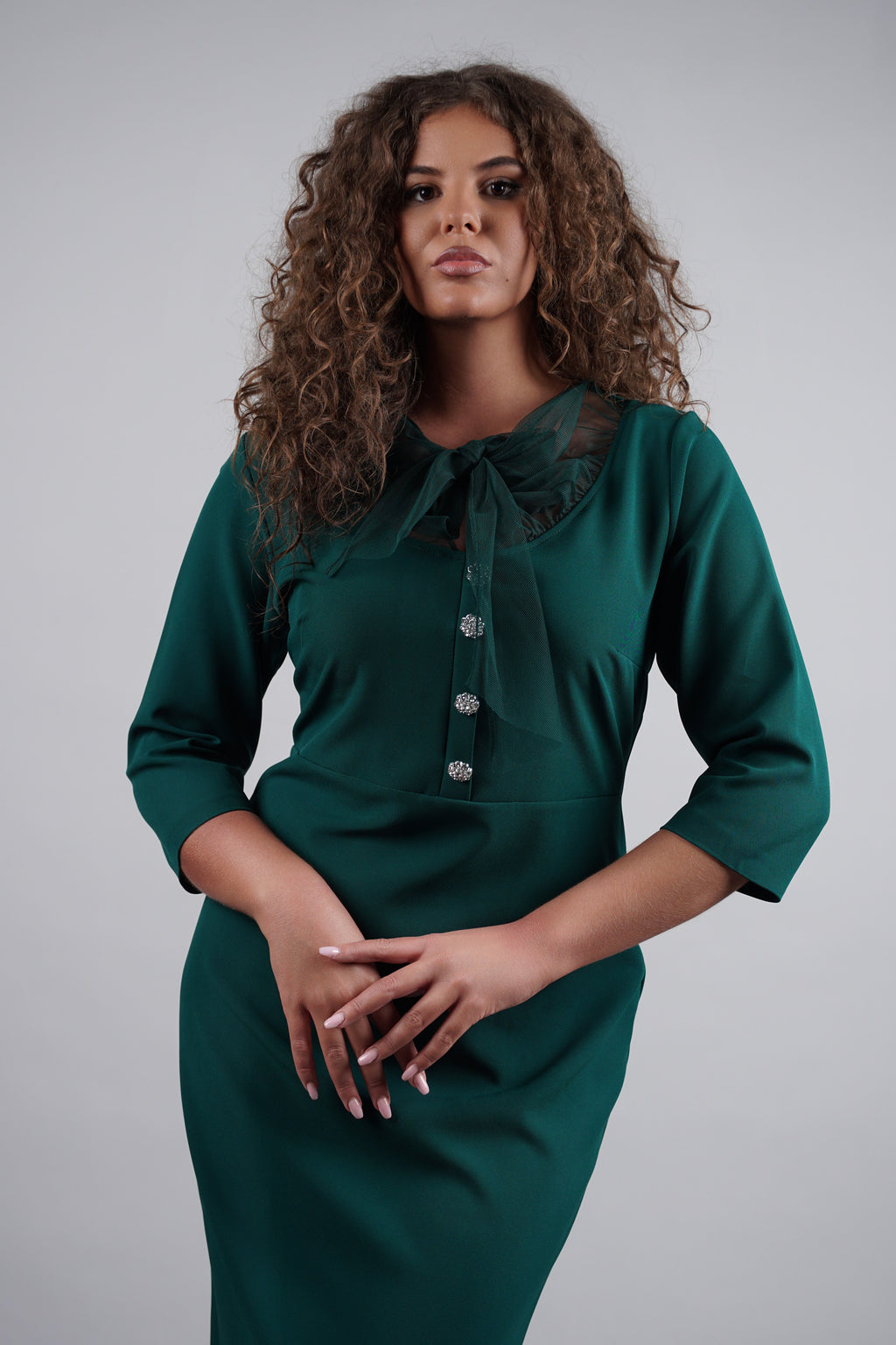 Celeste haljina – zelena elegancija sa srebrnim akcentima