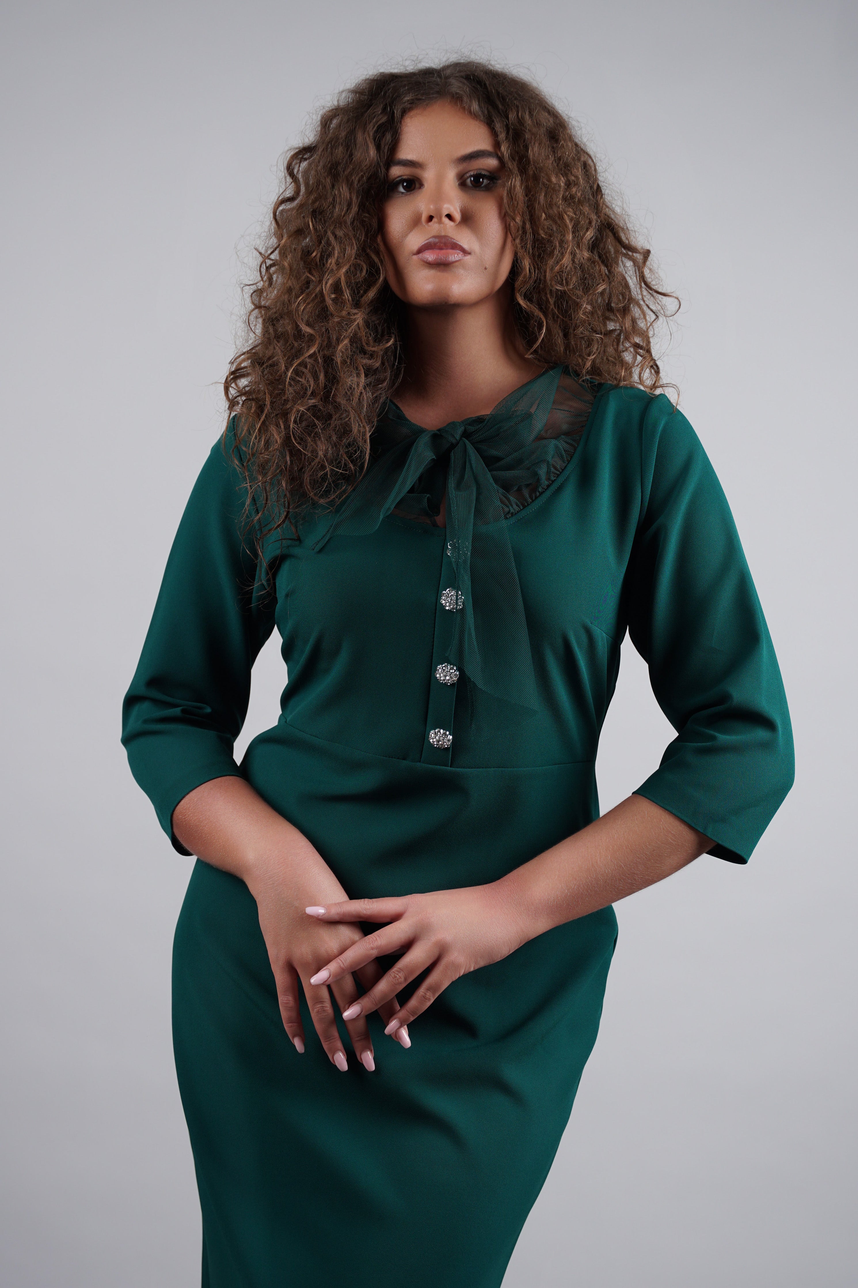 Celeste haljina – zelena elegancija sa srebrnim akcentima