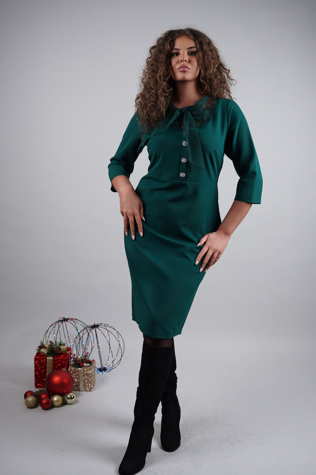 Celeste haljina – zelena elegancija sa srebrnim akcentima