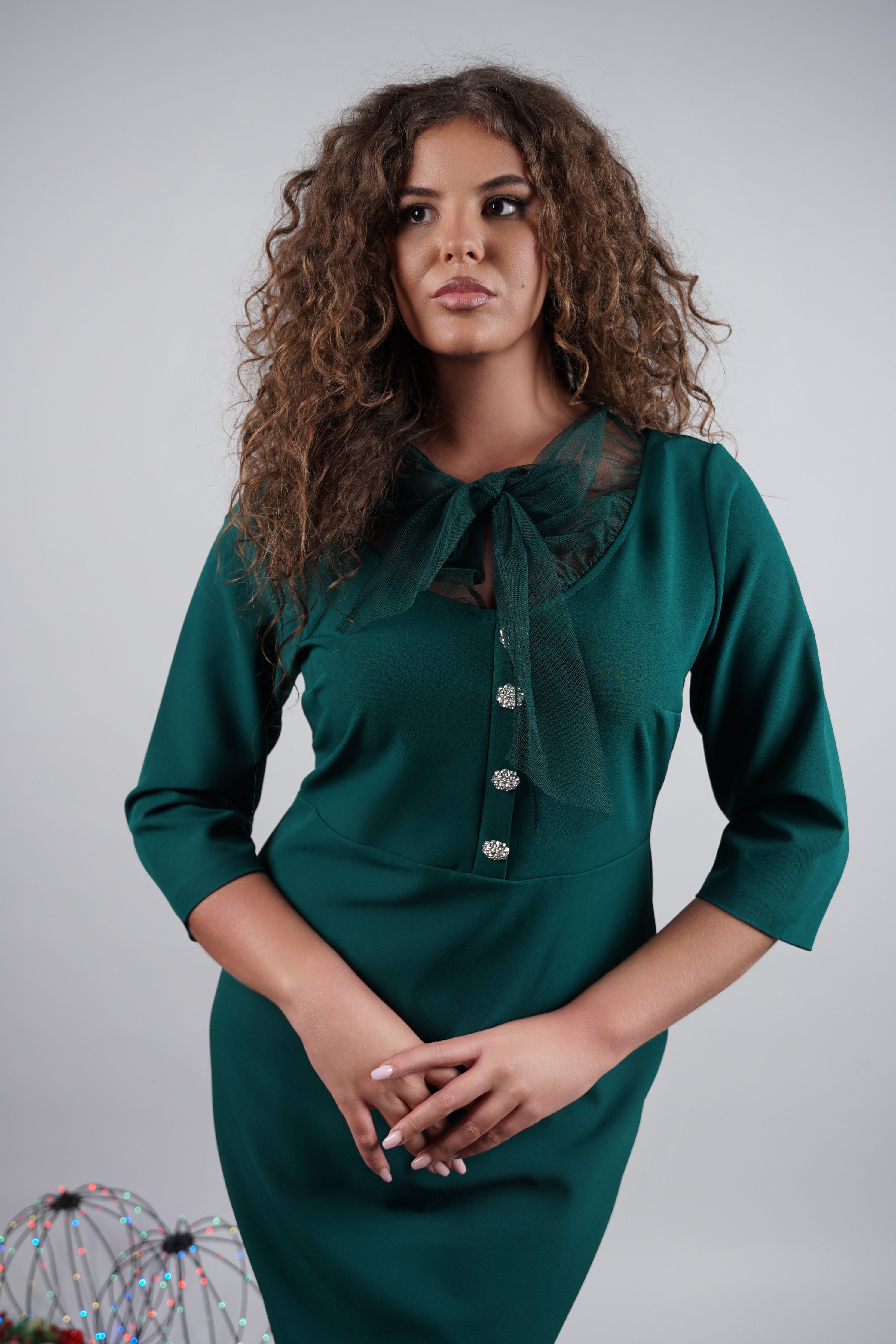 Celeste haljina – zelena elegancija sa srebrnim akcentima