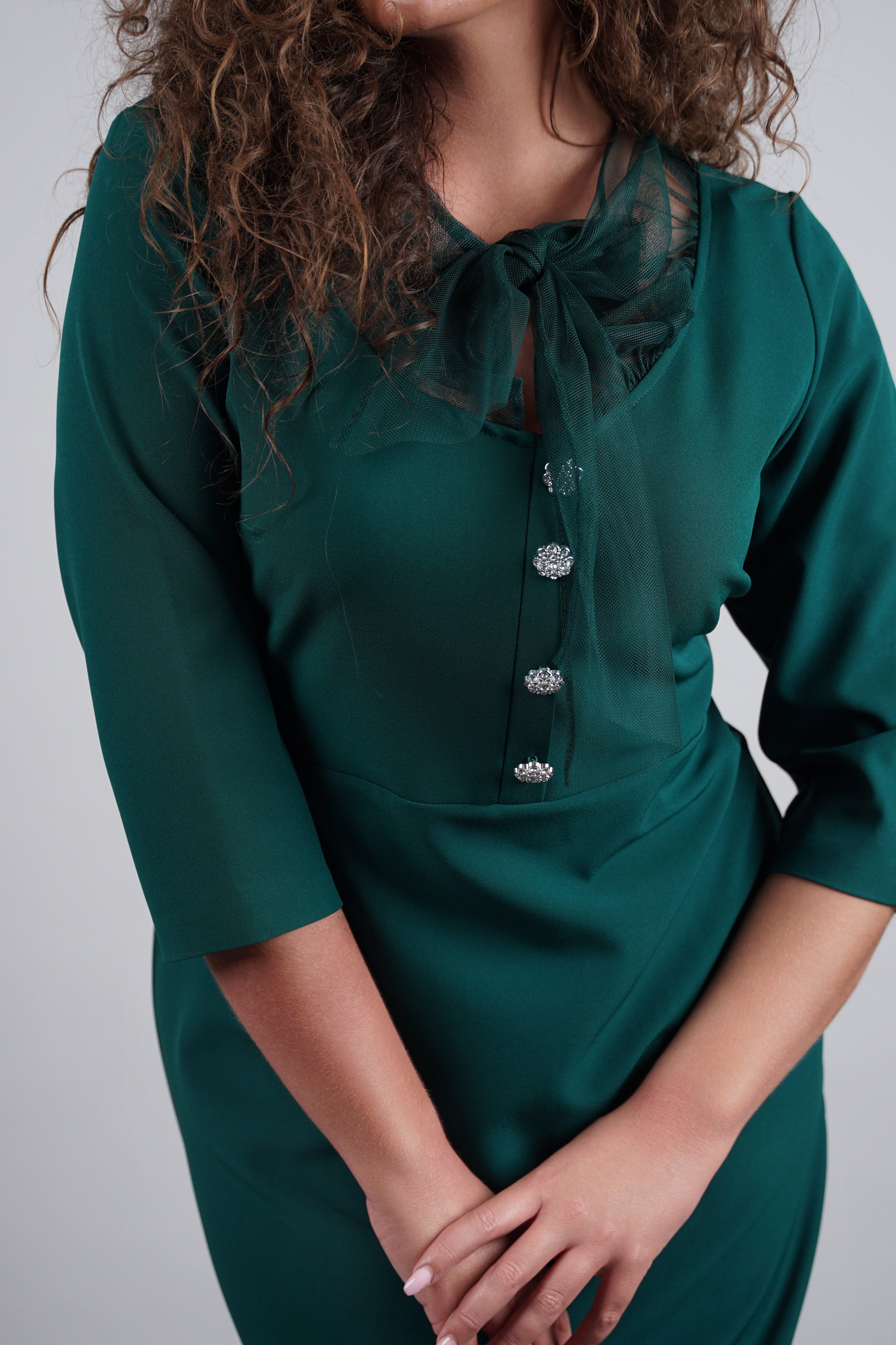 Celeste haljina – zelena elegancija sa srebrnim akcentima