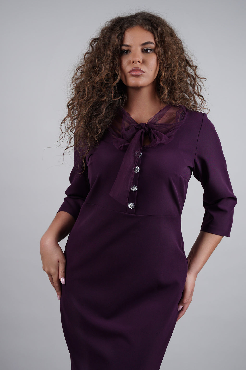 Celeste haljina – ljubičasta elegancija sa srebrnim akcentima