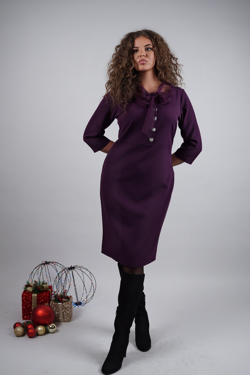 Celeste haljina – ljubičasta elegancija sa srebrnim akcentima