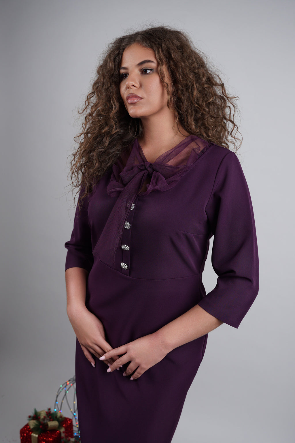 Celeste haljina – ljubičasta elegancija sa srebrnim akcentima