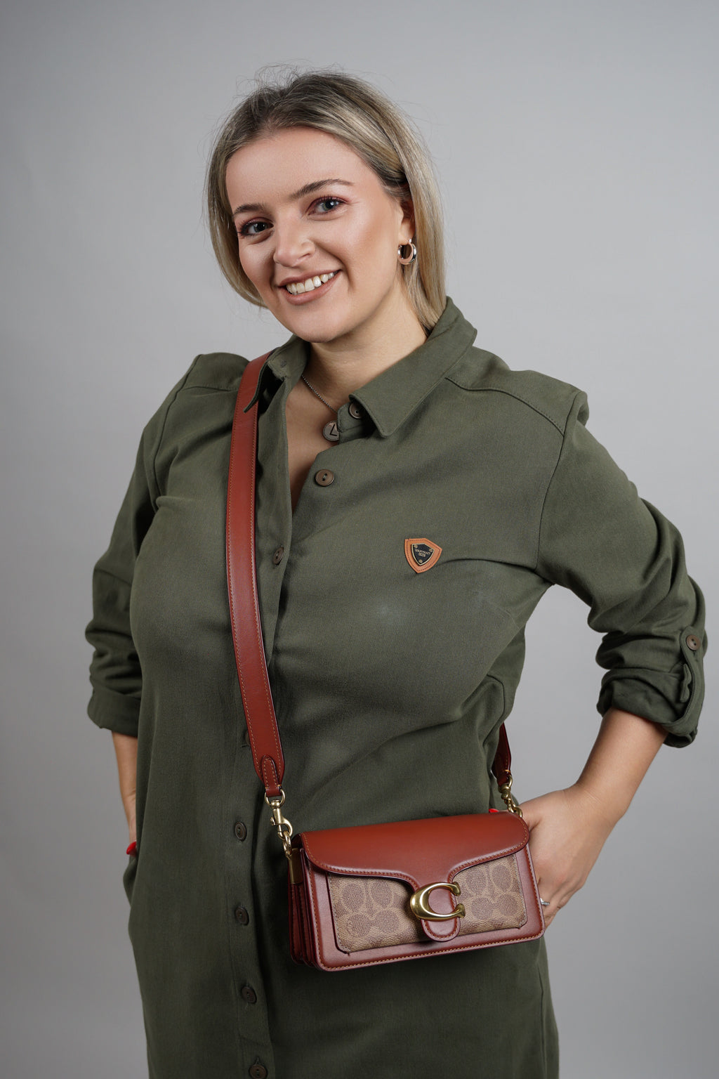 Viola - zelena pamučna haljina s naglašenim strukom