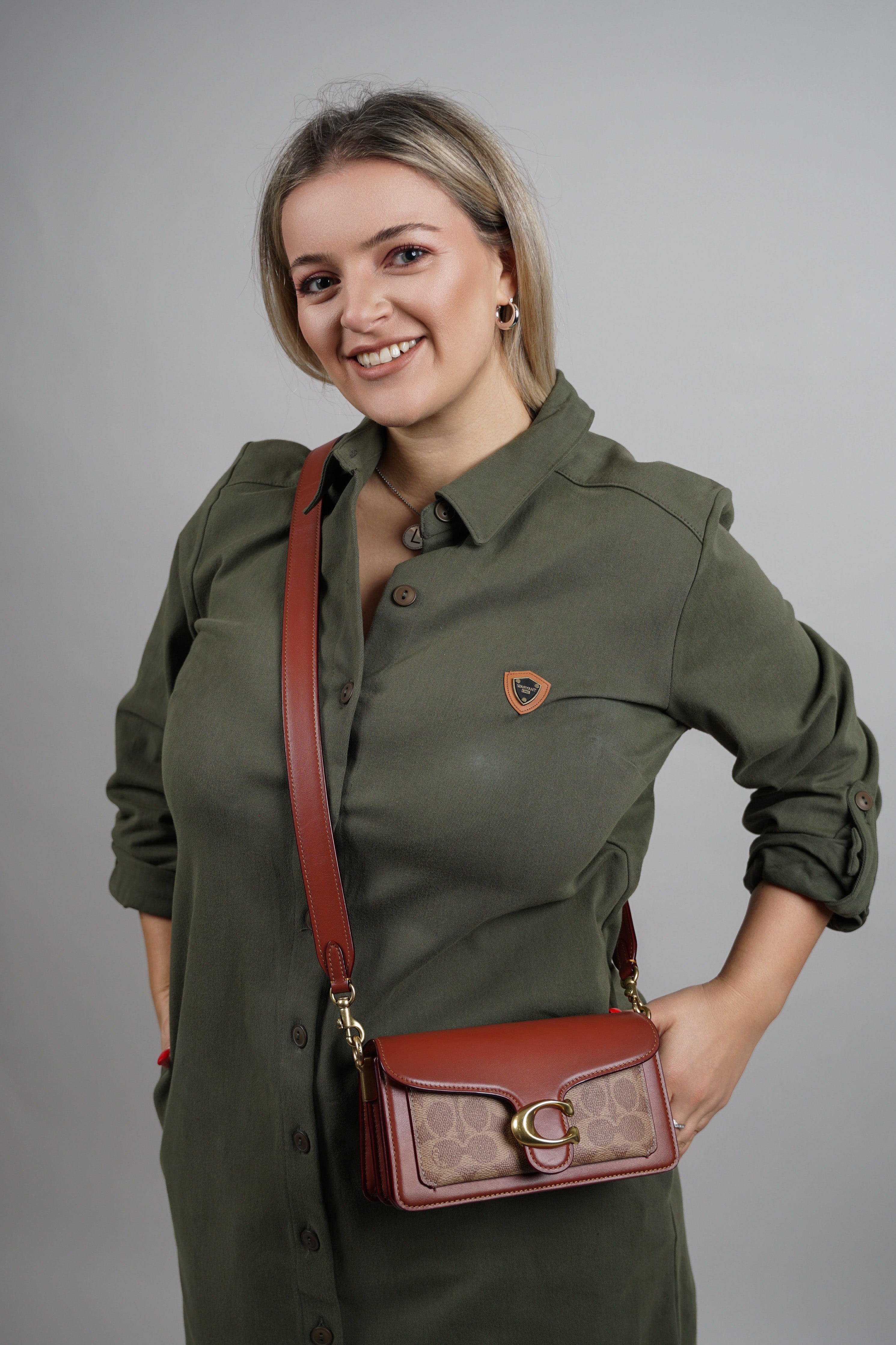 Viola - zelena pamučna haljina s naglašenim strukom