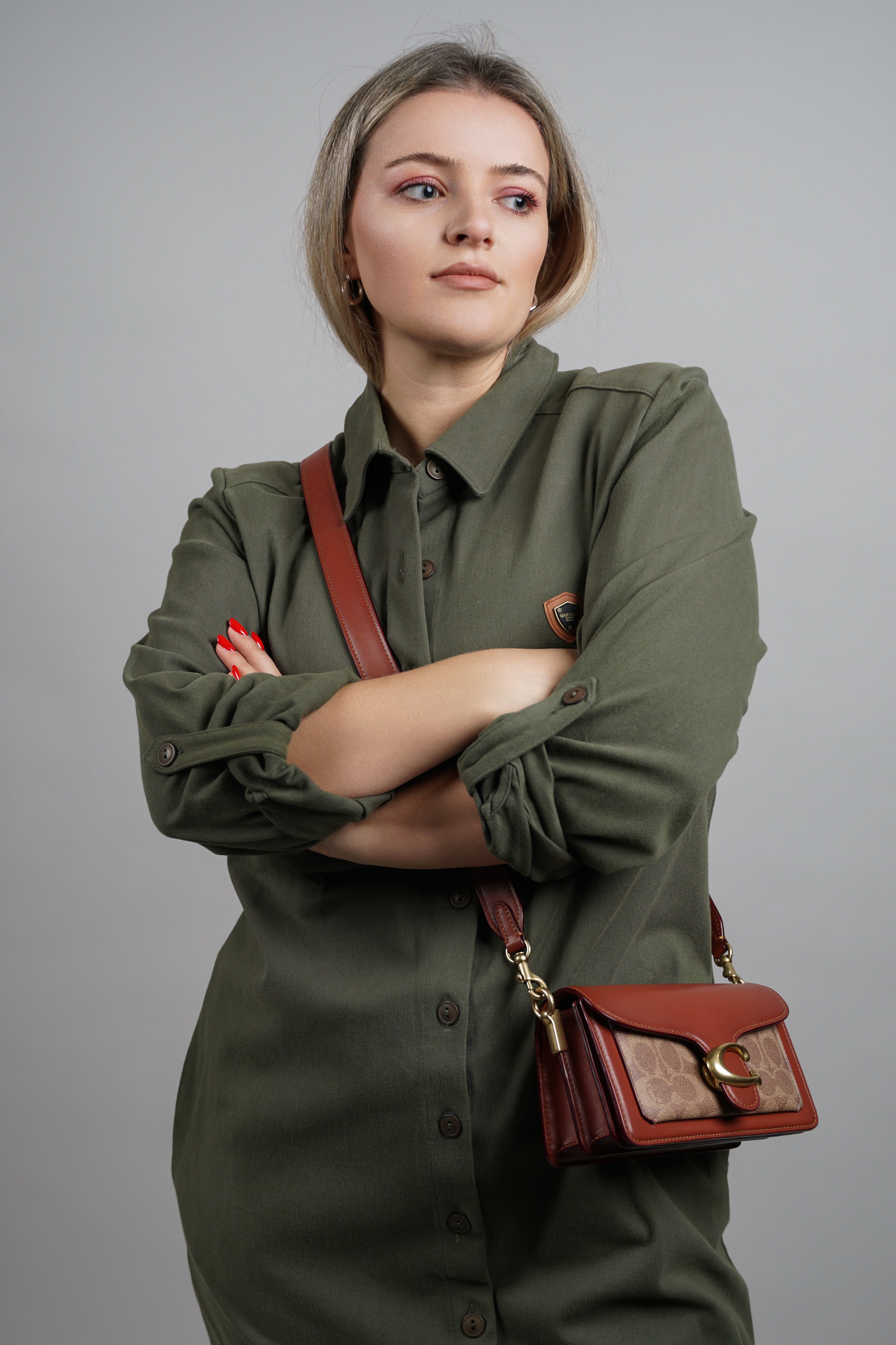 Viola - zelena pamučna haljina s naglašenim strukom