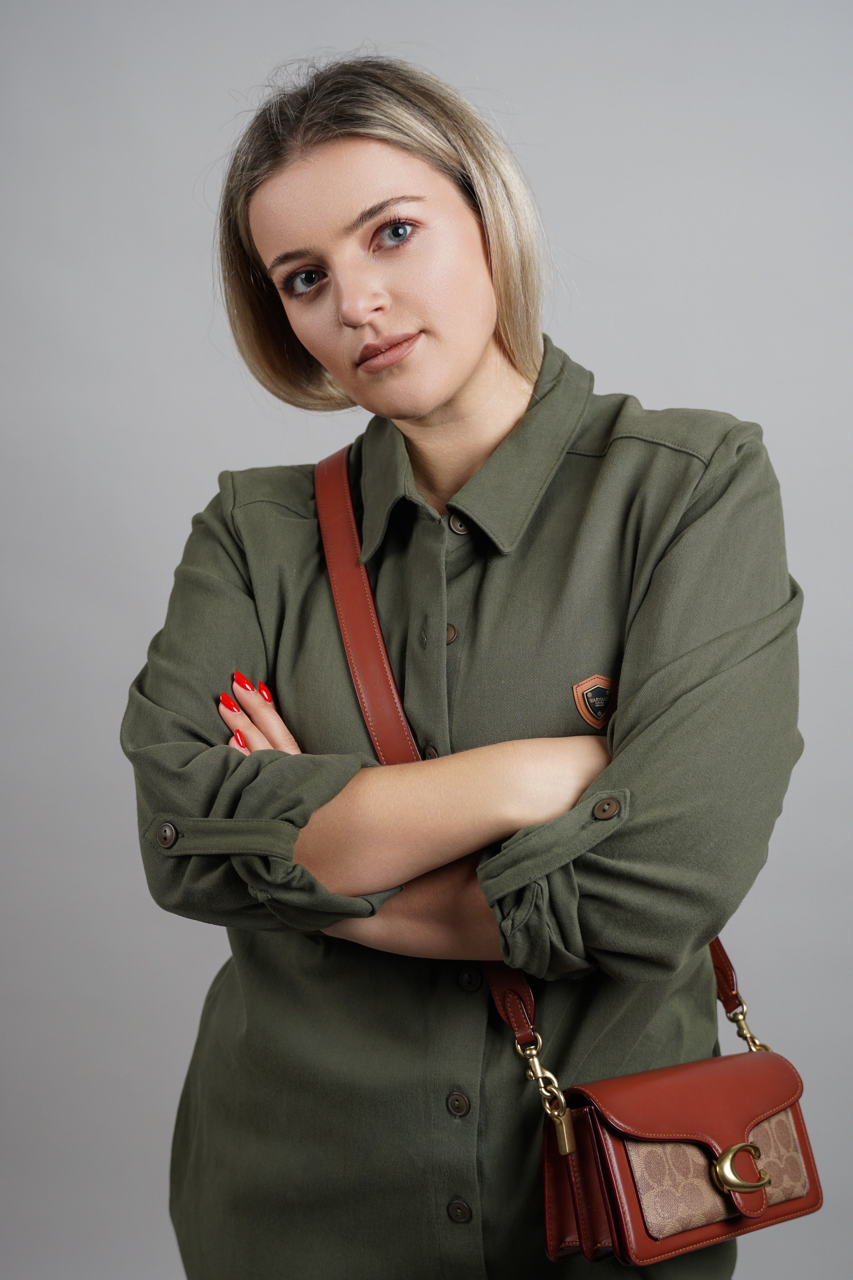 Viola - zelena pamučna haljina s naglašenim strukom