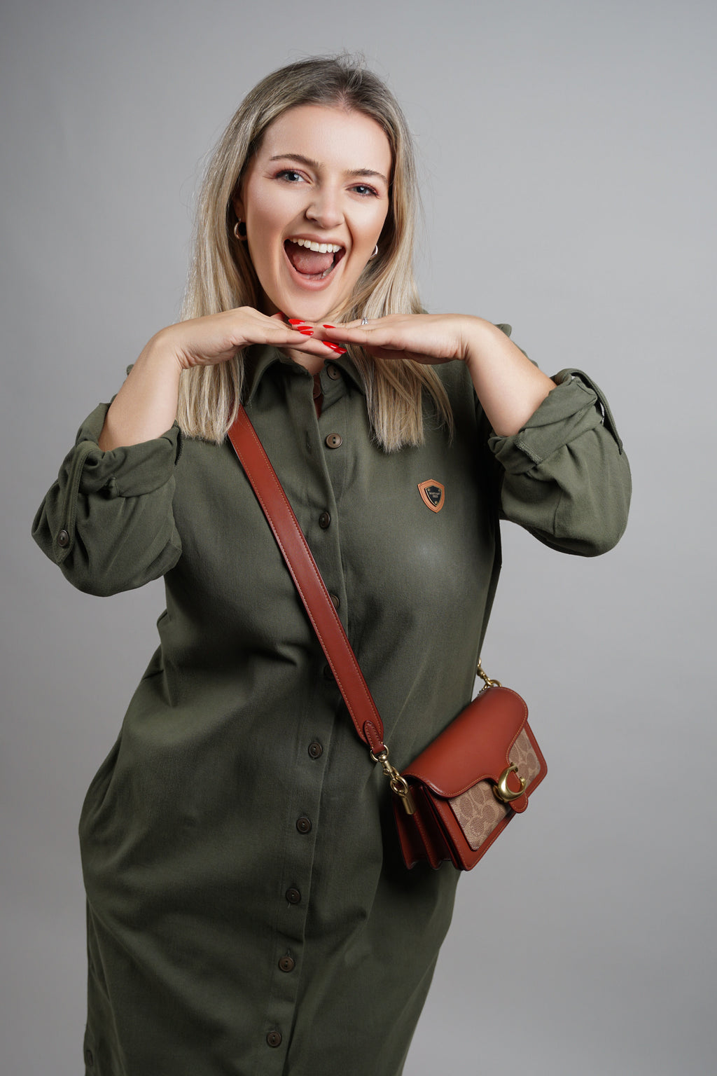 Viola - zelena pamučna haljina s naglašenim strukom