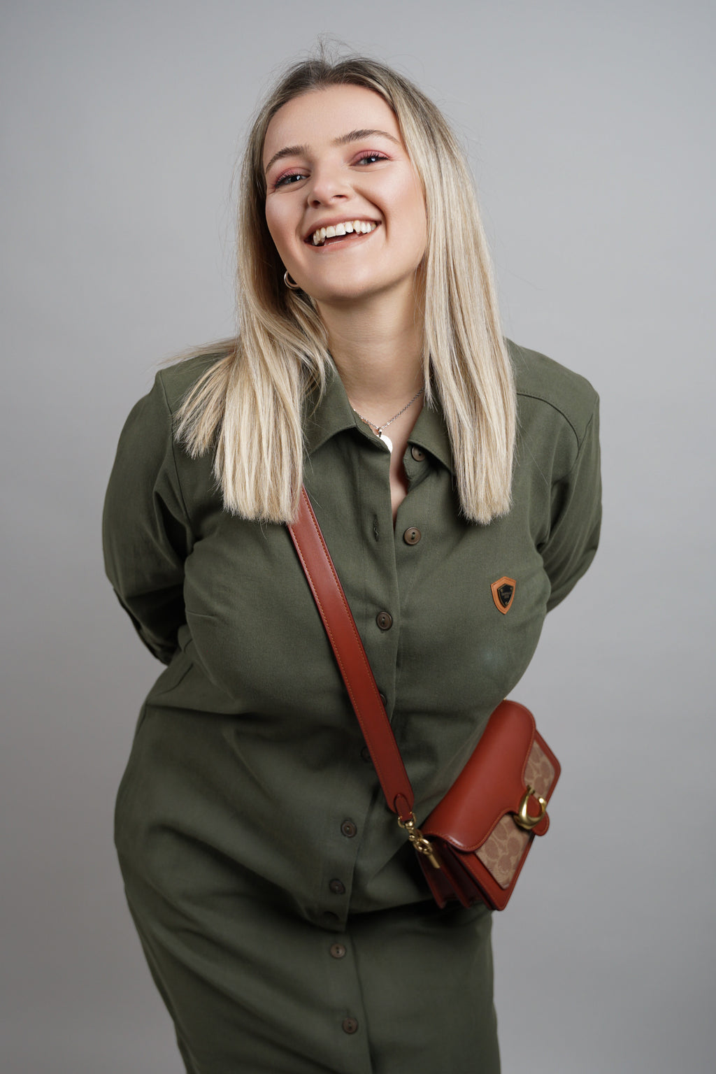 Viola - zelena pamučna haljina s naglašenim strukom