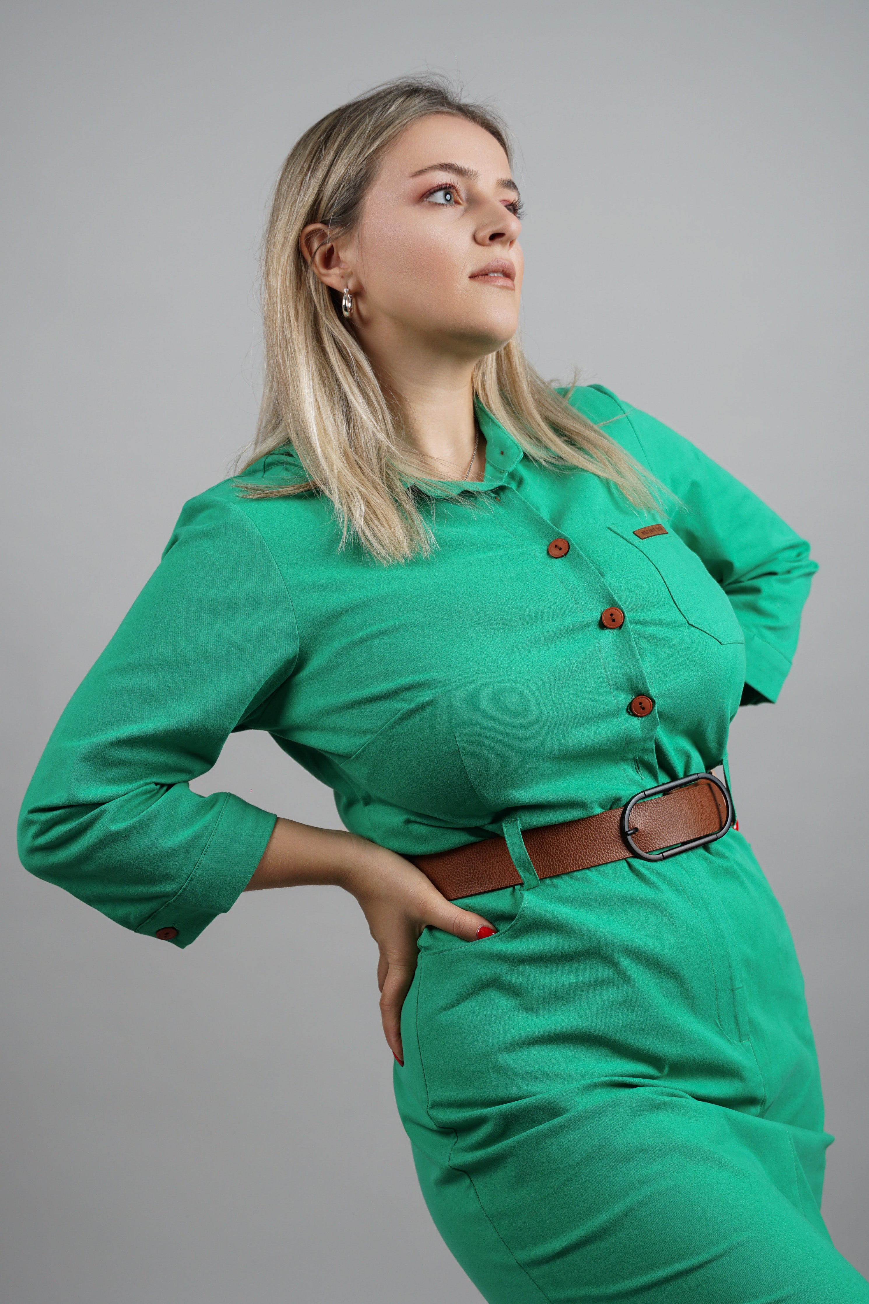 Klara – pamučna košulja haljina s pojasom