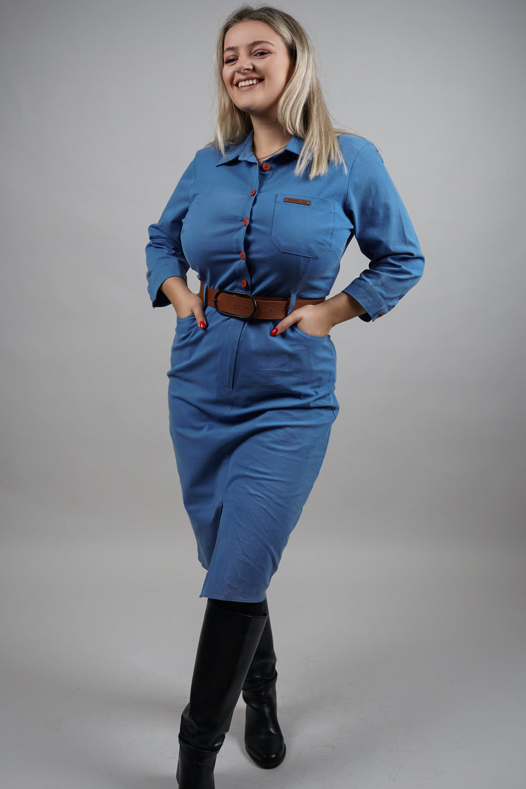 Klara – pamučna košulja haljina s pojasom