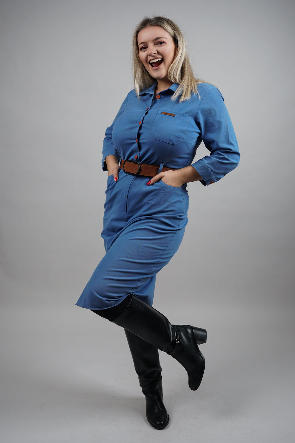 Klara – pamučna košulja haljina s pojasom