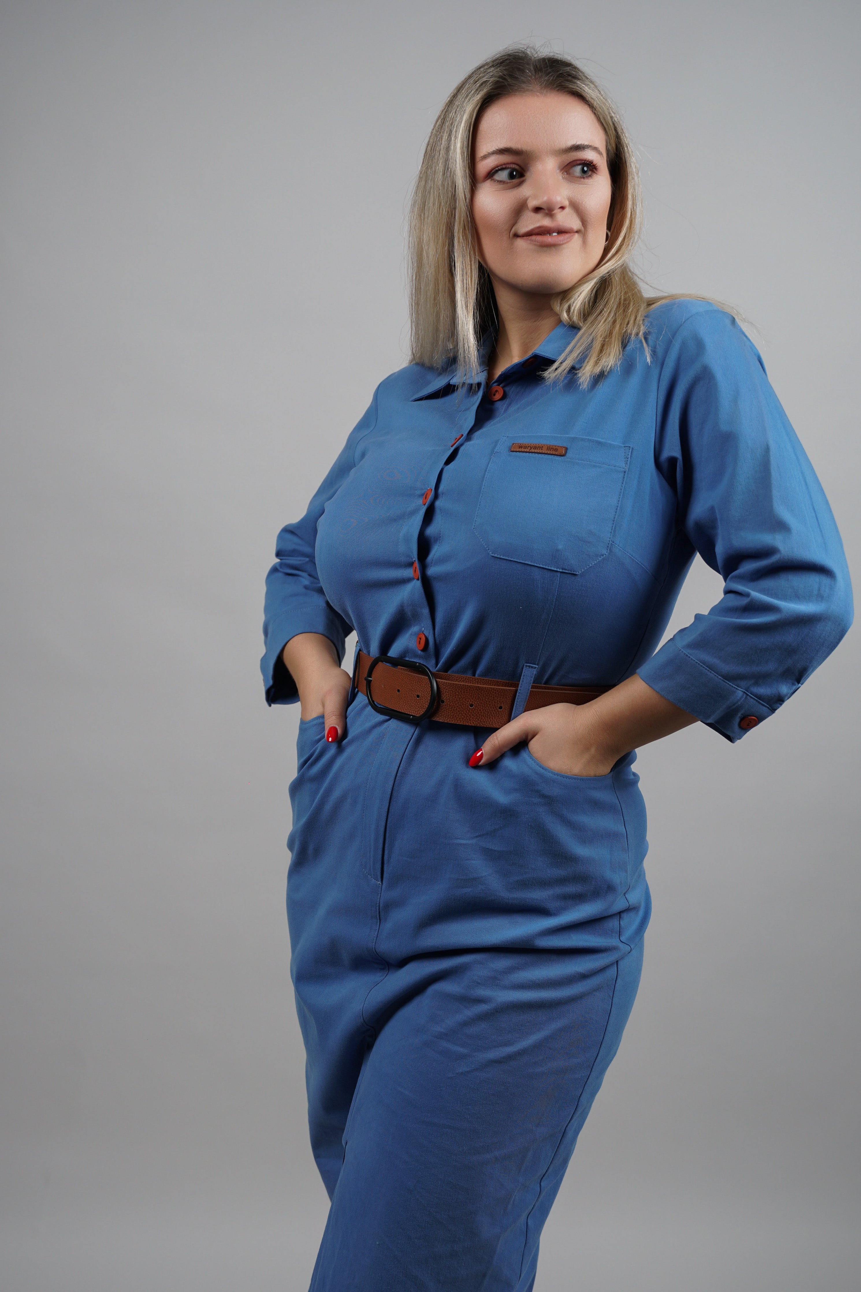 Klara – pamučna košulja haljina s pojasom