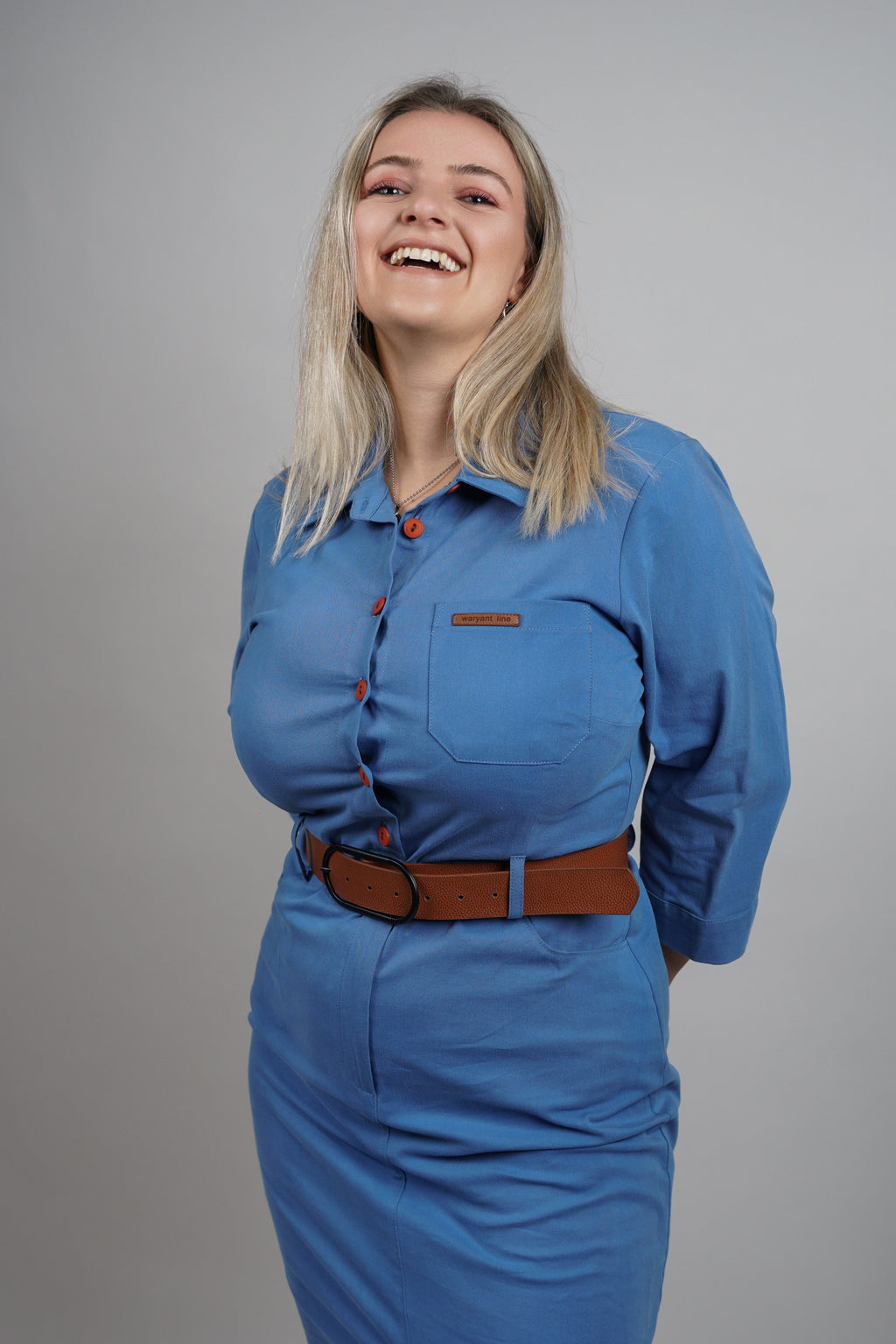 Klara – pamučna košulja haljina s pojasom