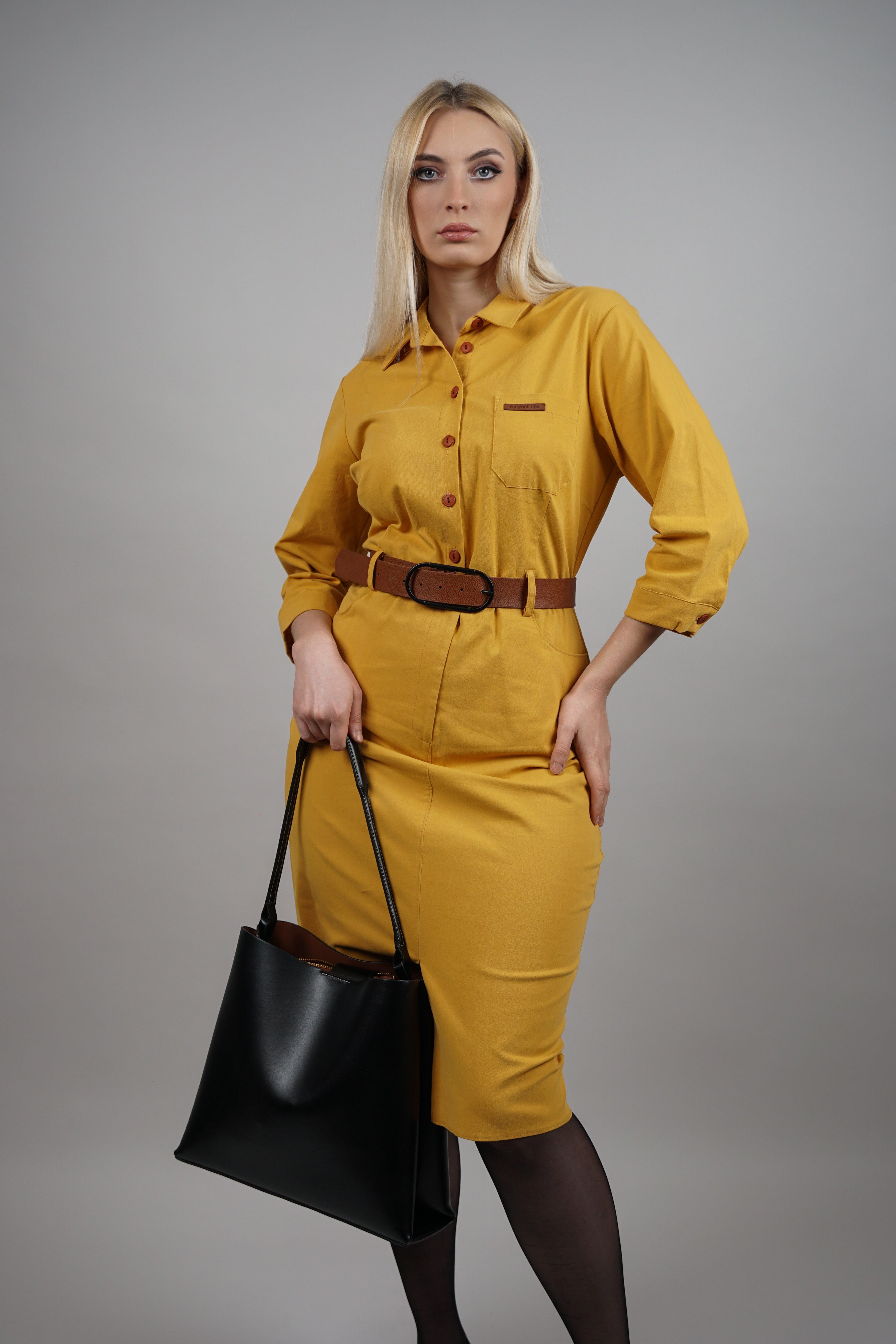 Klara – pamučna košulja haljina s pojasom