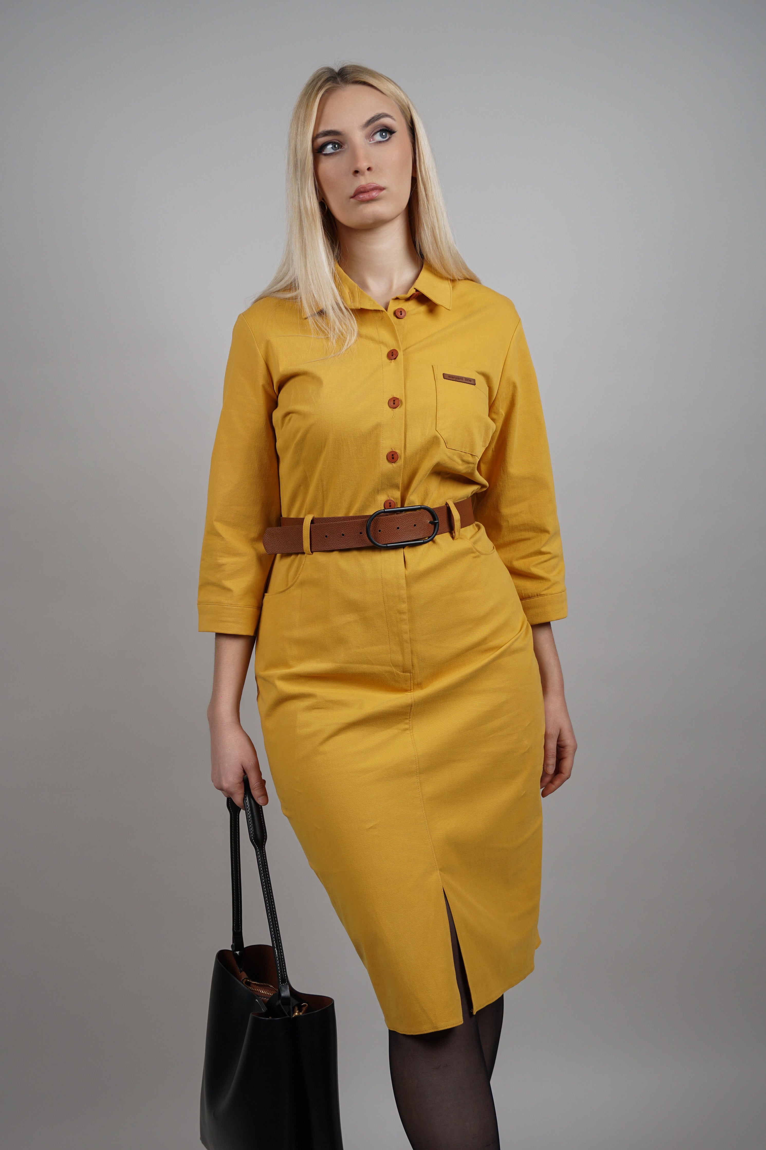 Klara – pamučna košulja haljina s pojasom