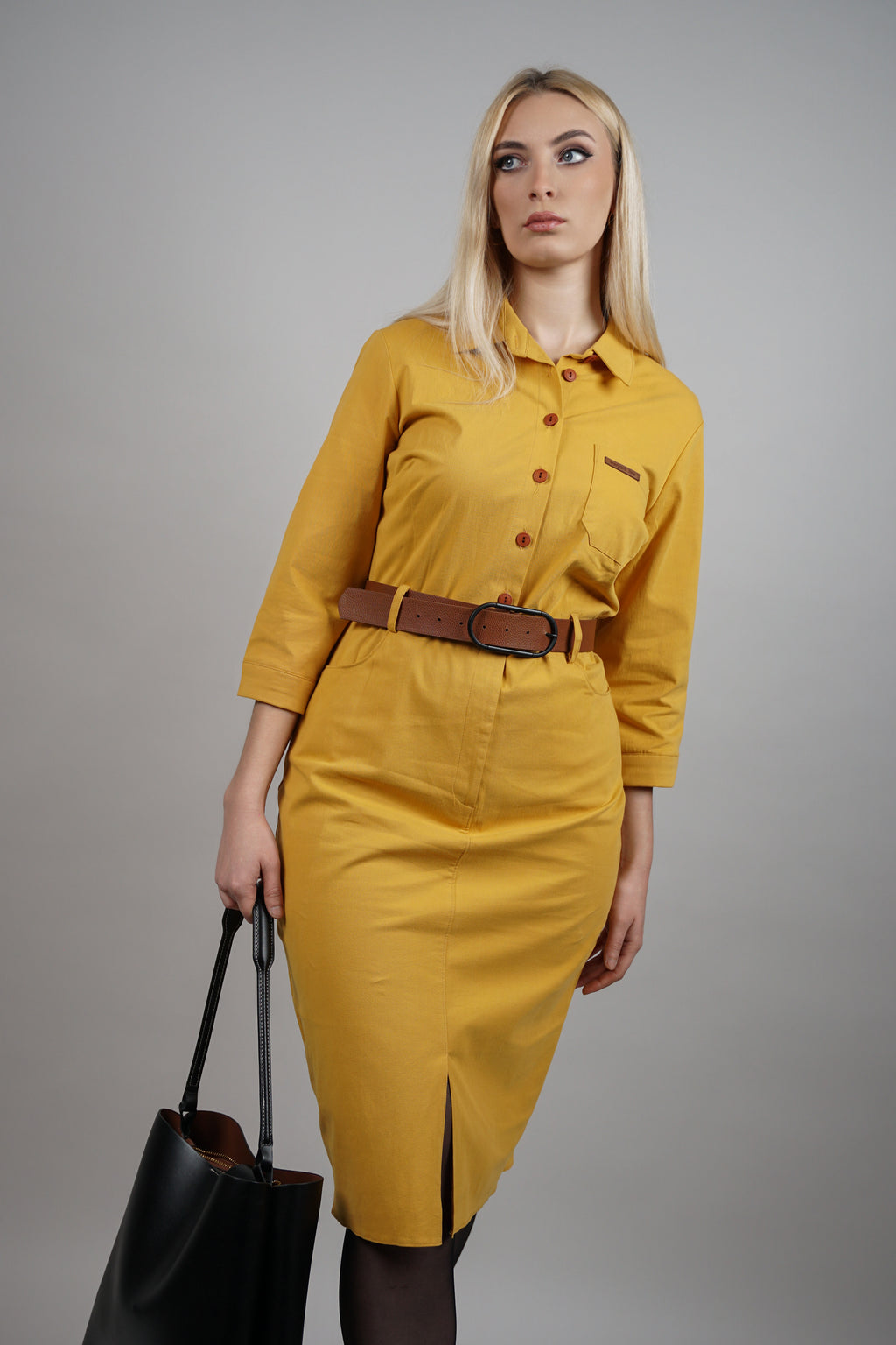 Klara – pamučna košulja haljina s pojasom