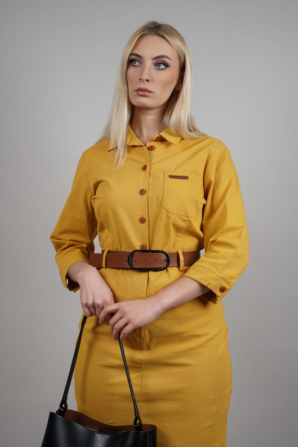 Klara – pamučna košulja haljina s pojasom