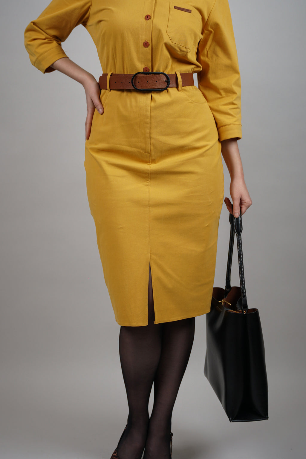 Klara – pamučna košulja haljina s pojasom