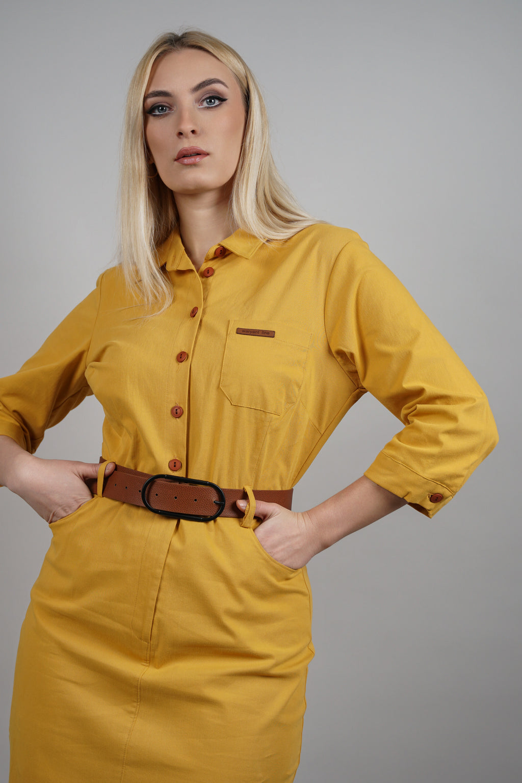 Klara – pamučna košulja haljina s pojasom