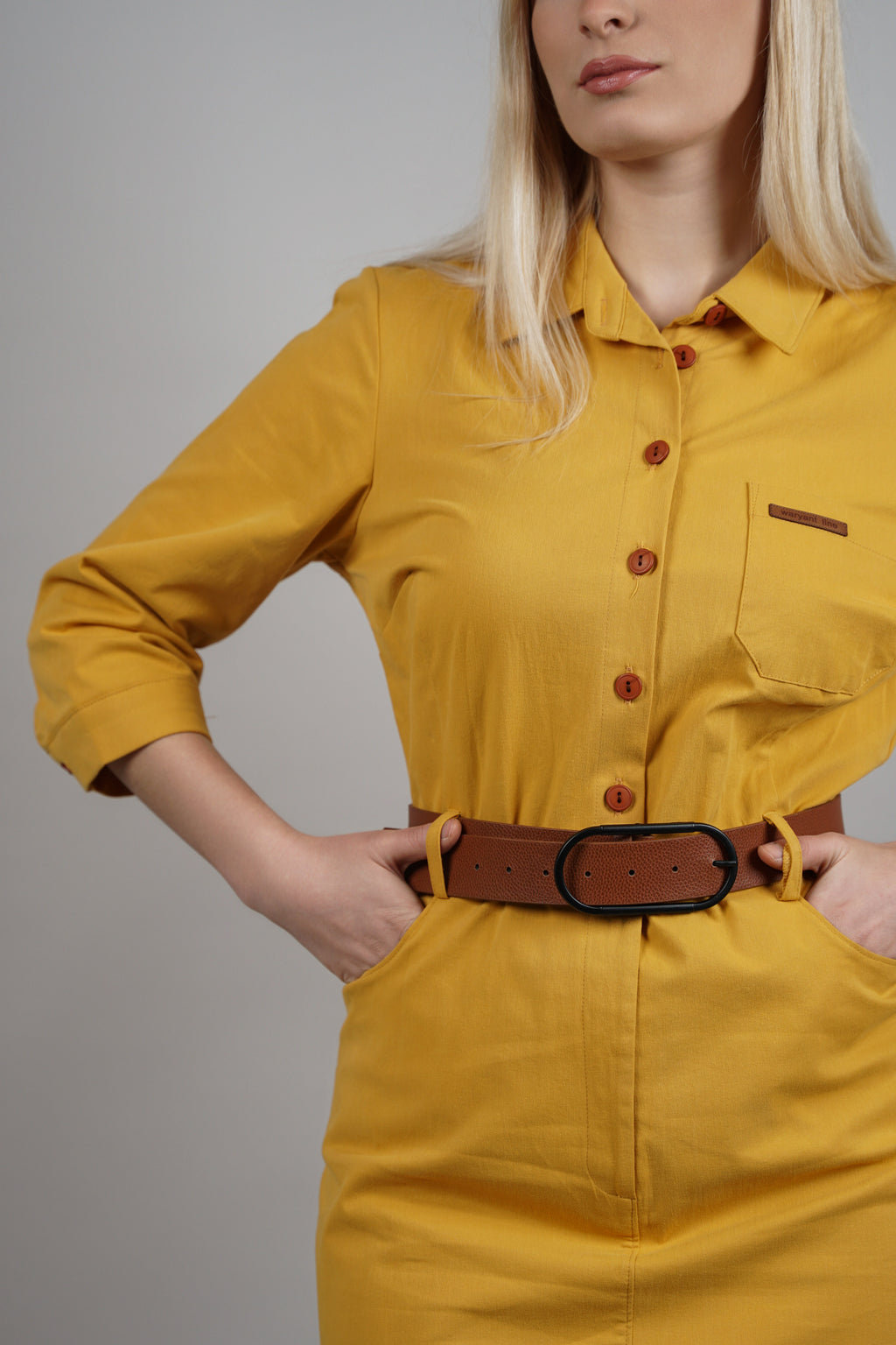 Klara – pamučna košulja haljina s pojasom