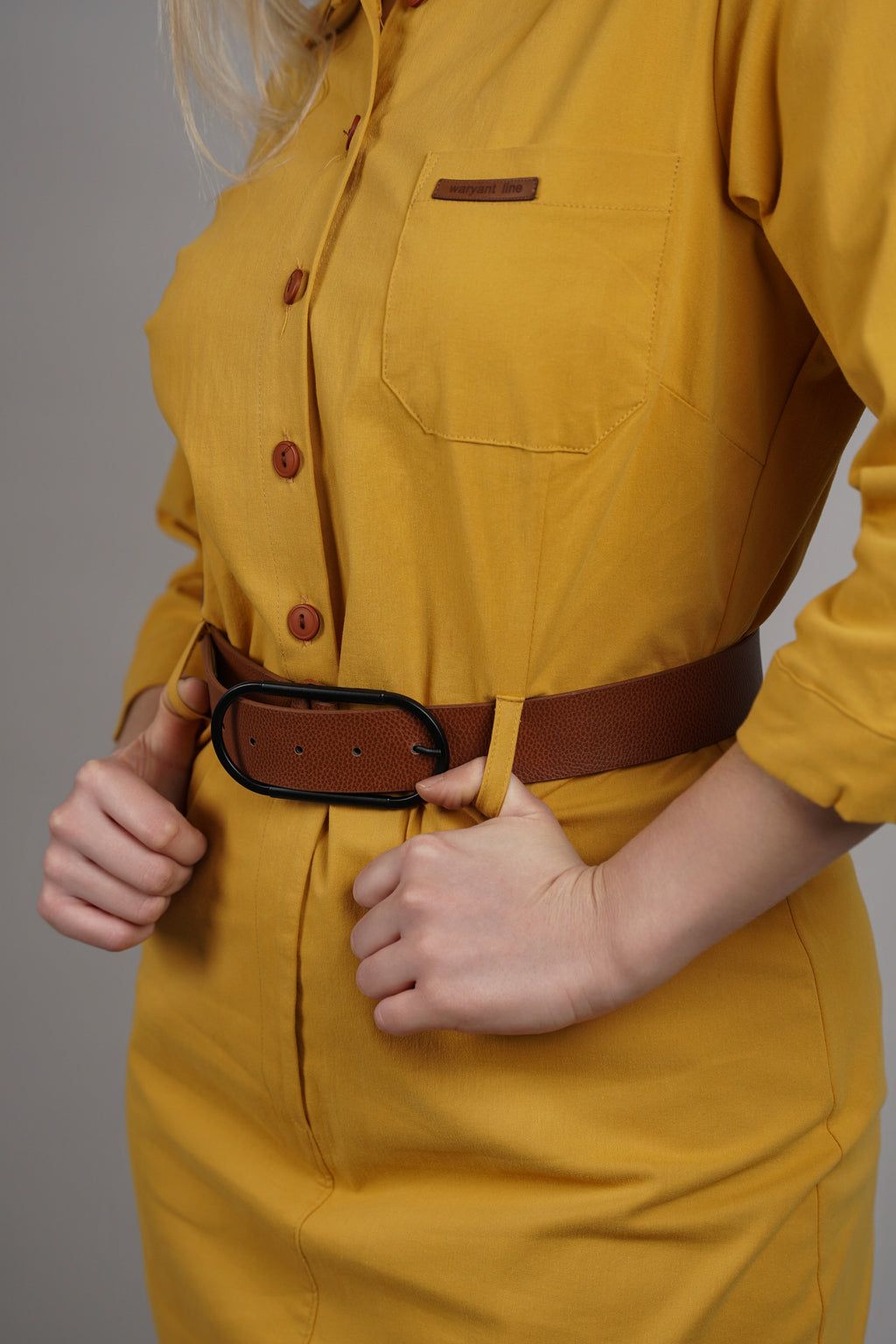 Klara – pamučna košulja haljina s pojasom