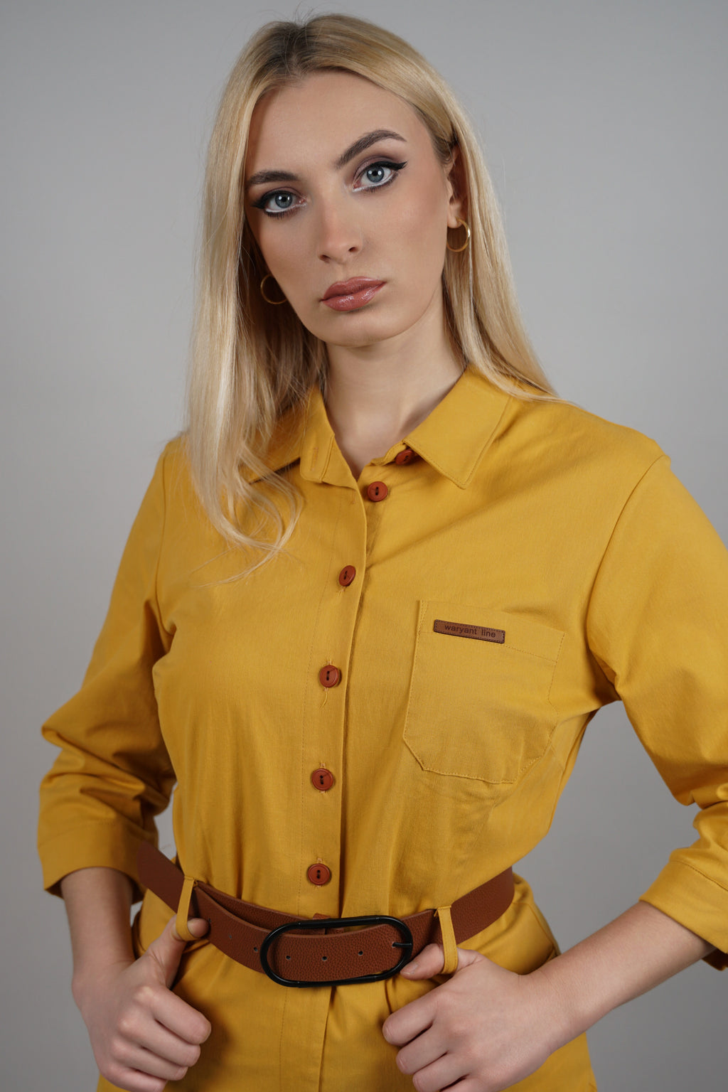 Klara – pamučna košulja haljina s pojasom