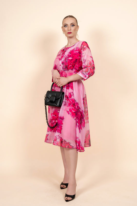 Salomi - roza viskozna lepršava haljina