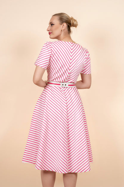 Nika - roze haljina prugastog dezena