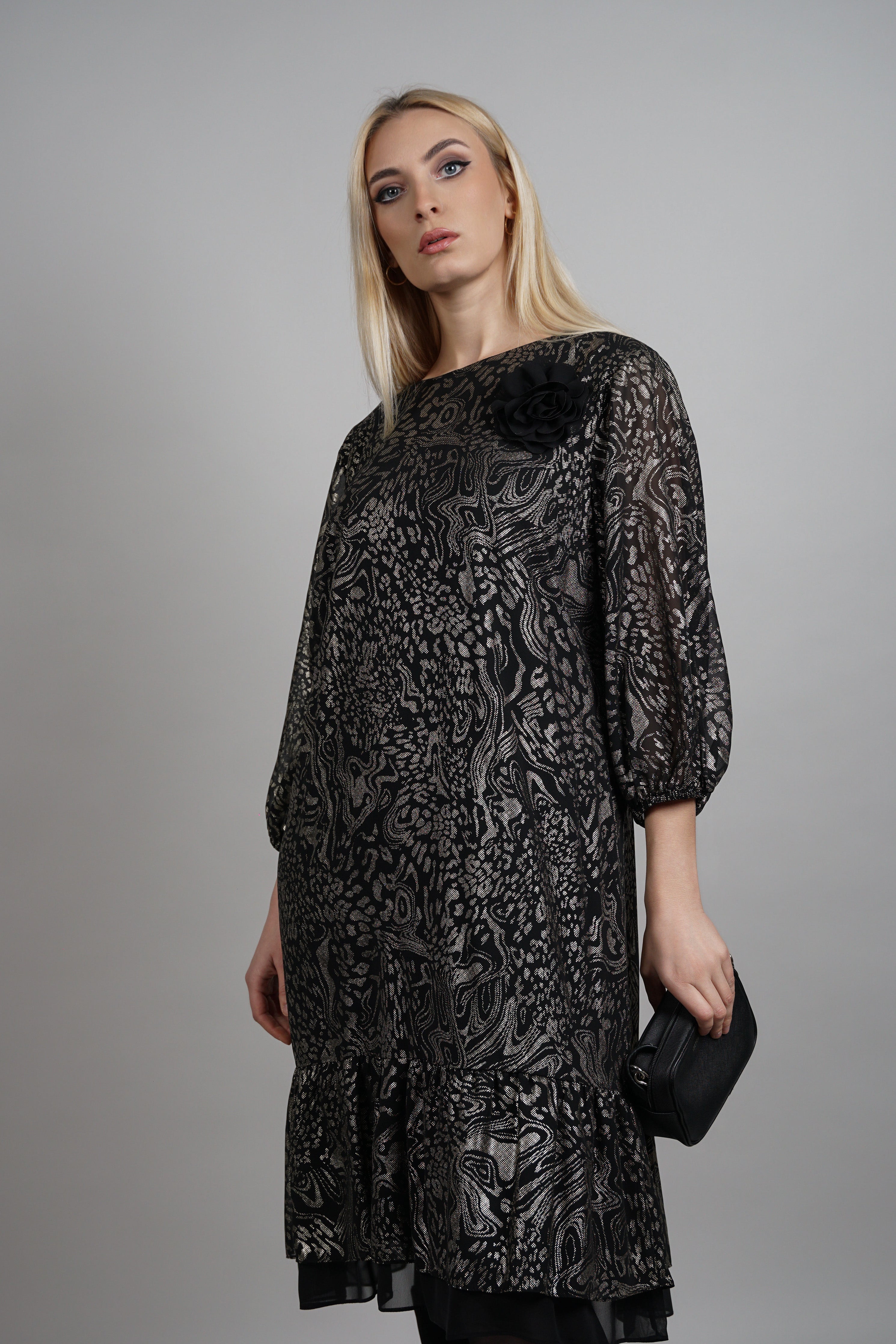 Elara haljina – elegantni print s romantičnim uklonjivim detaljem