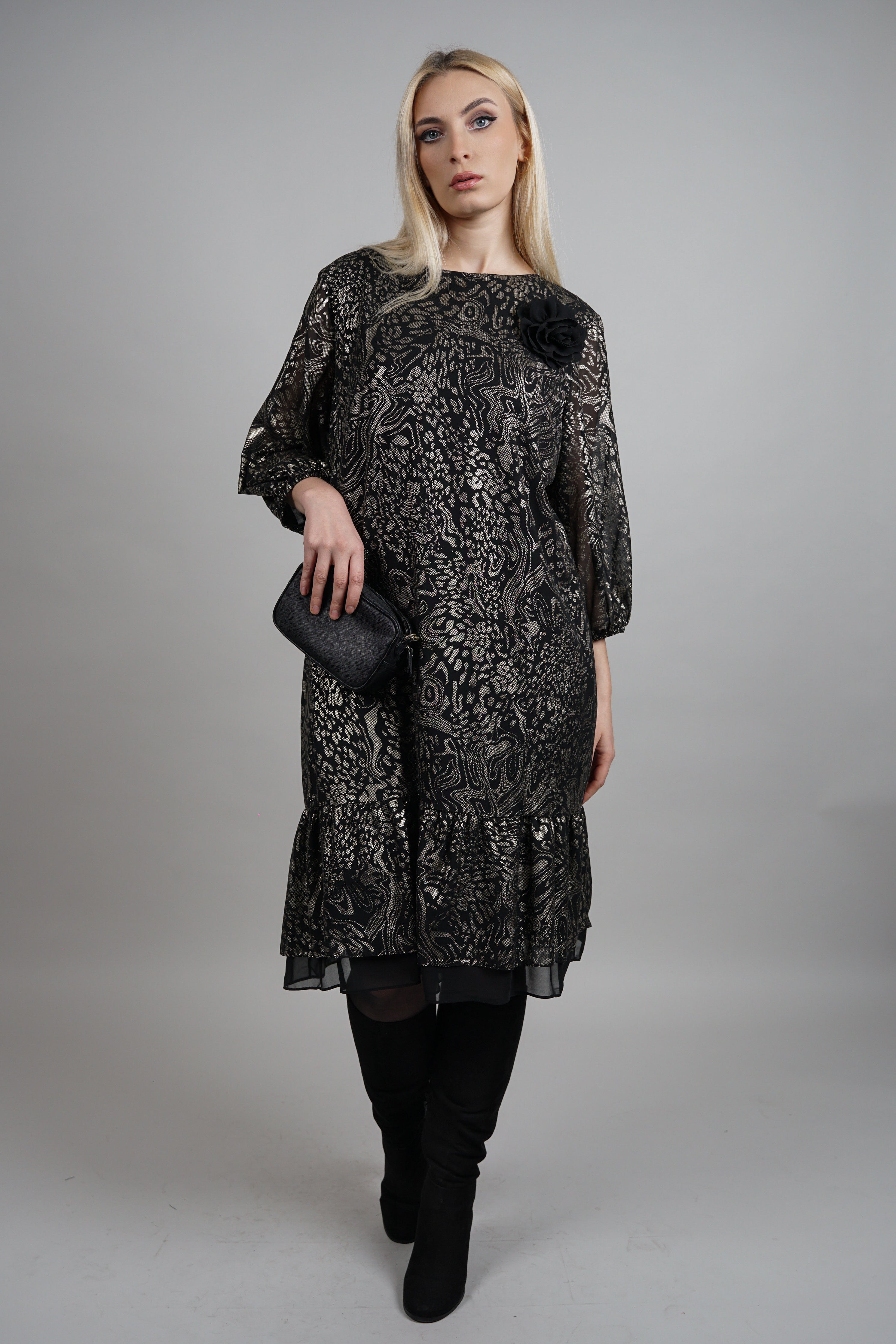 Elara haljina – elegantni print s romantičnim uklonjivim detaljem