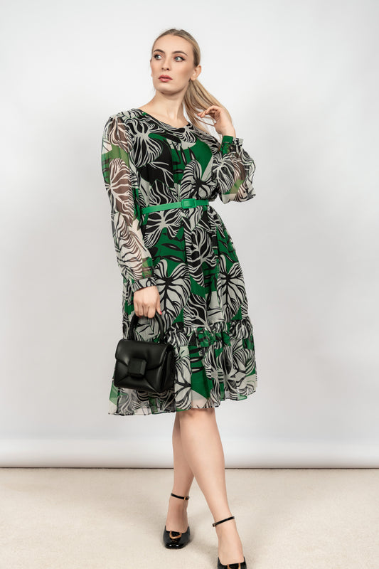 Aramina - zelena haljina zanimljivog printa