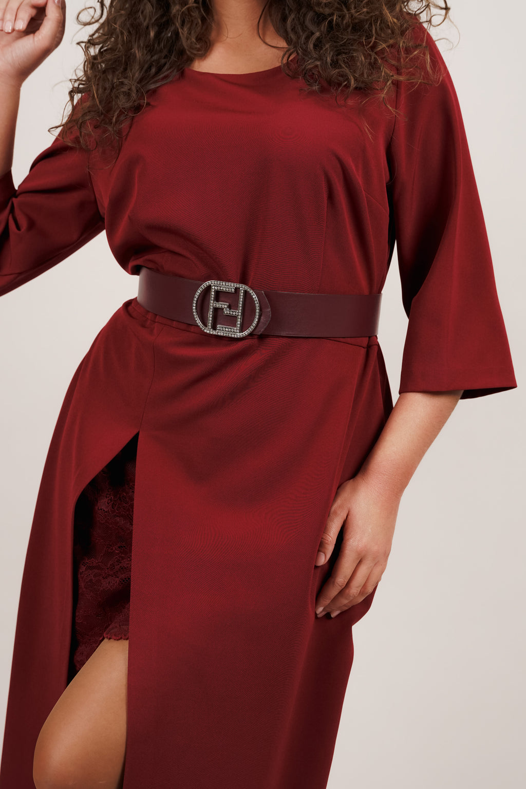 Eloe - bordo haljina sa detaljima čipke