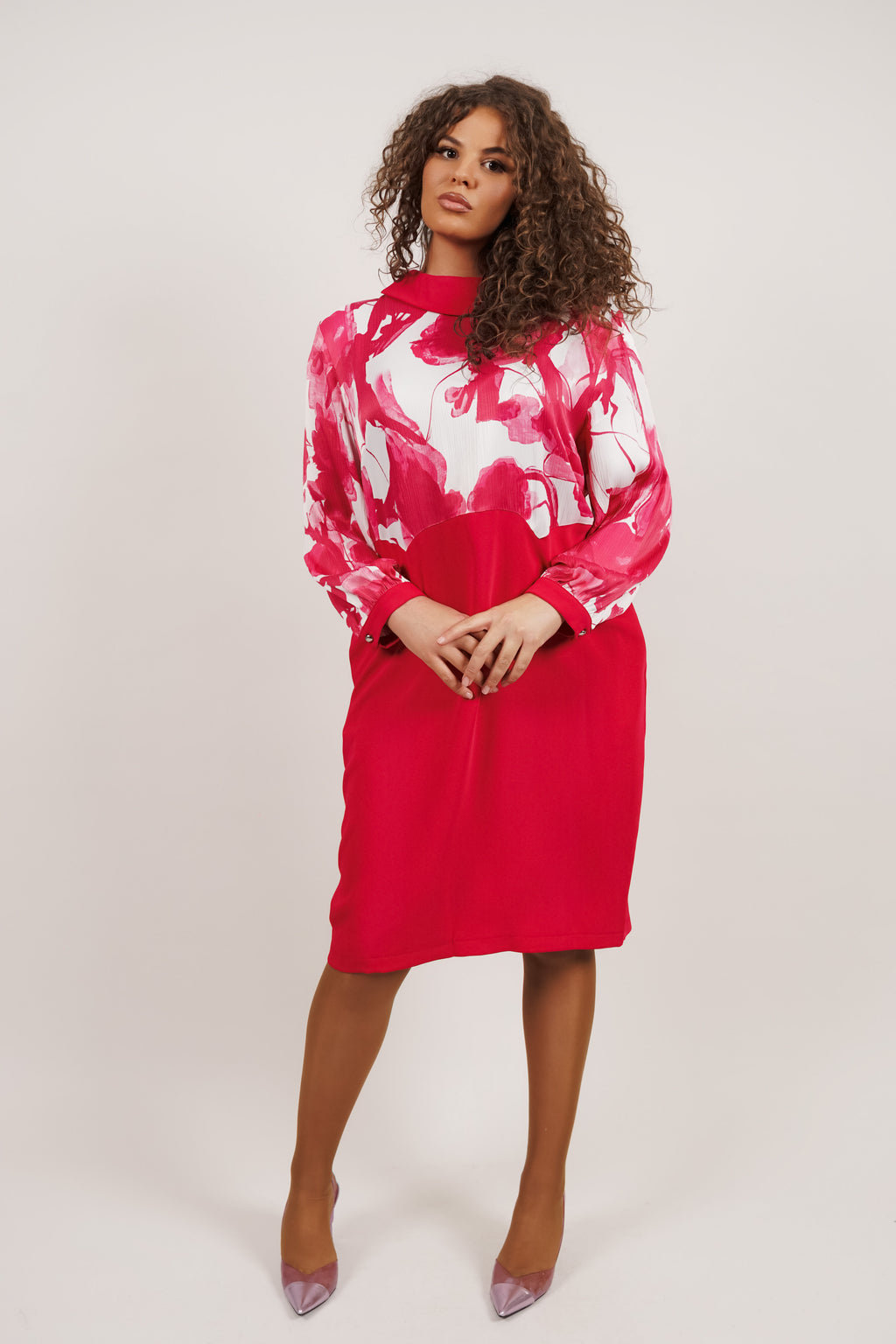 Flora Red – efektna haljina sa print detaljima