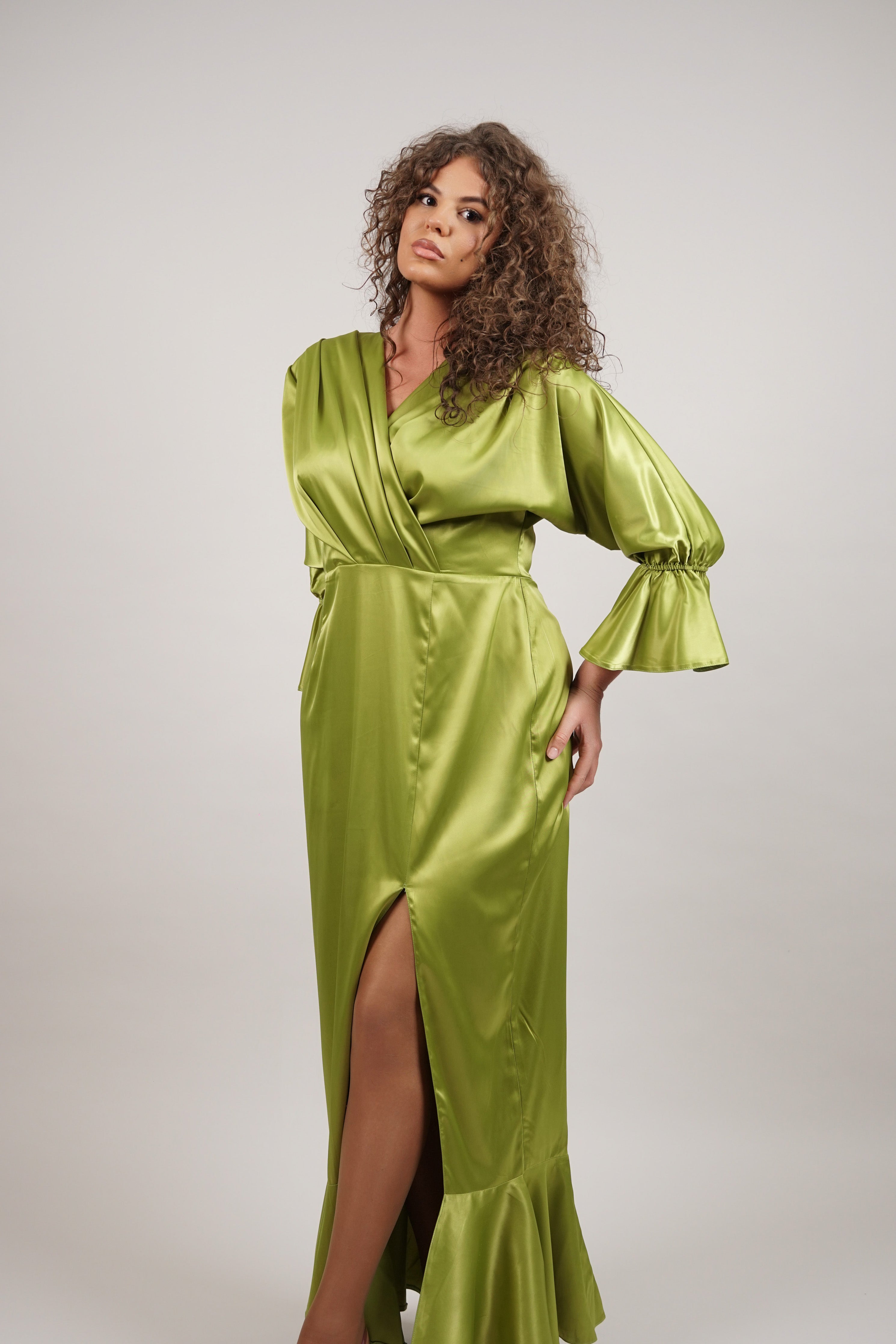 Olive Satin - glam haljina