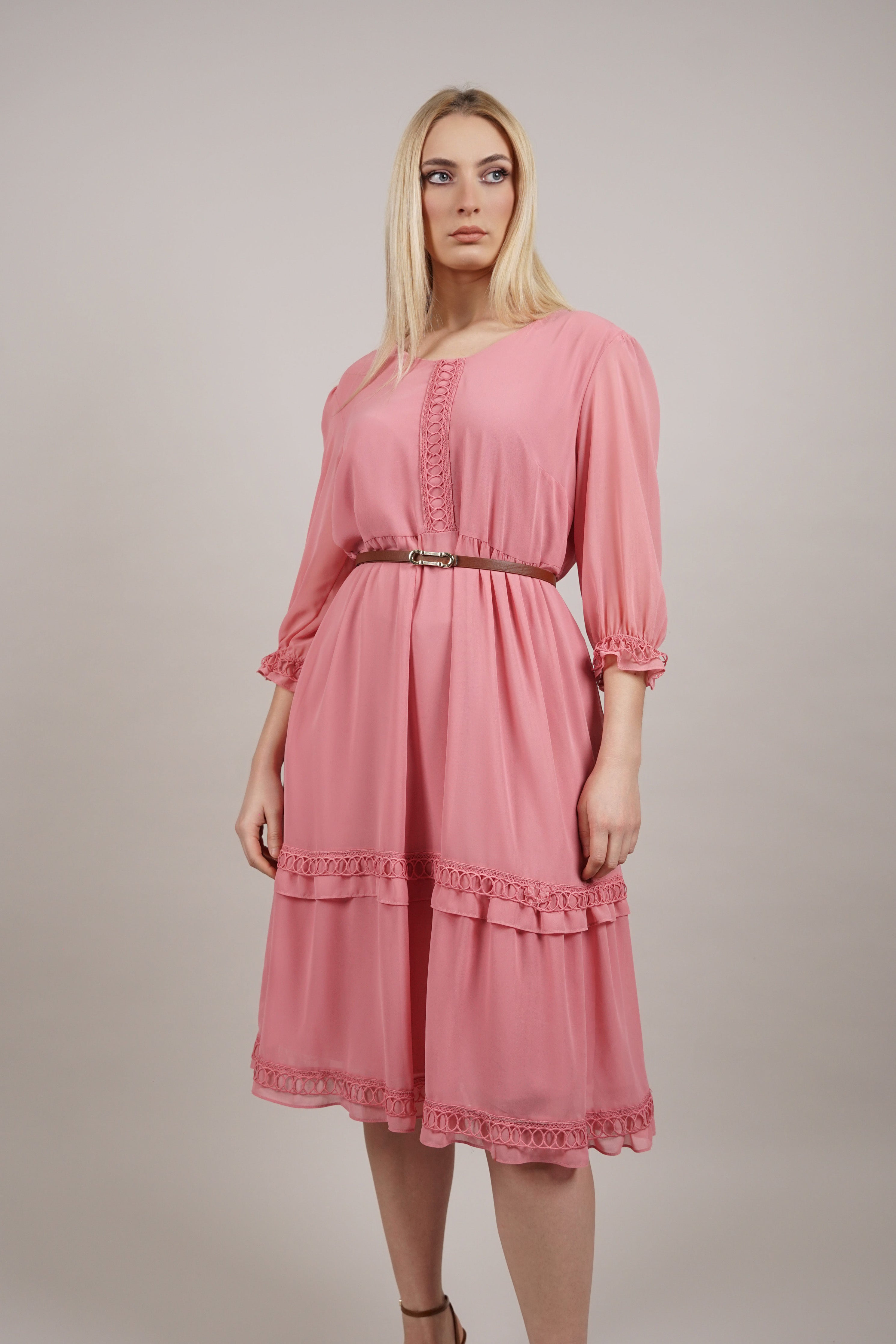 Valeria - romantična haljina u puderasto roze nijansi