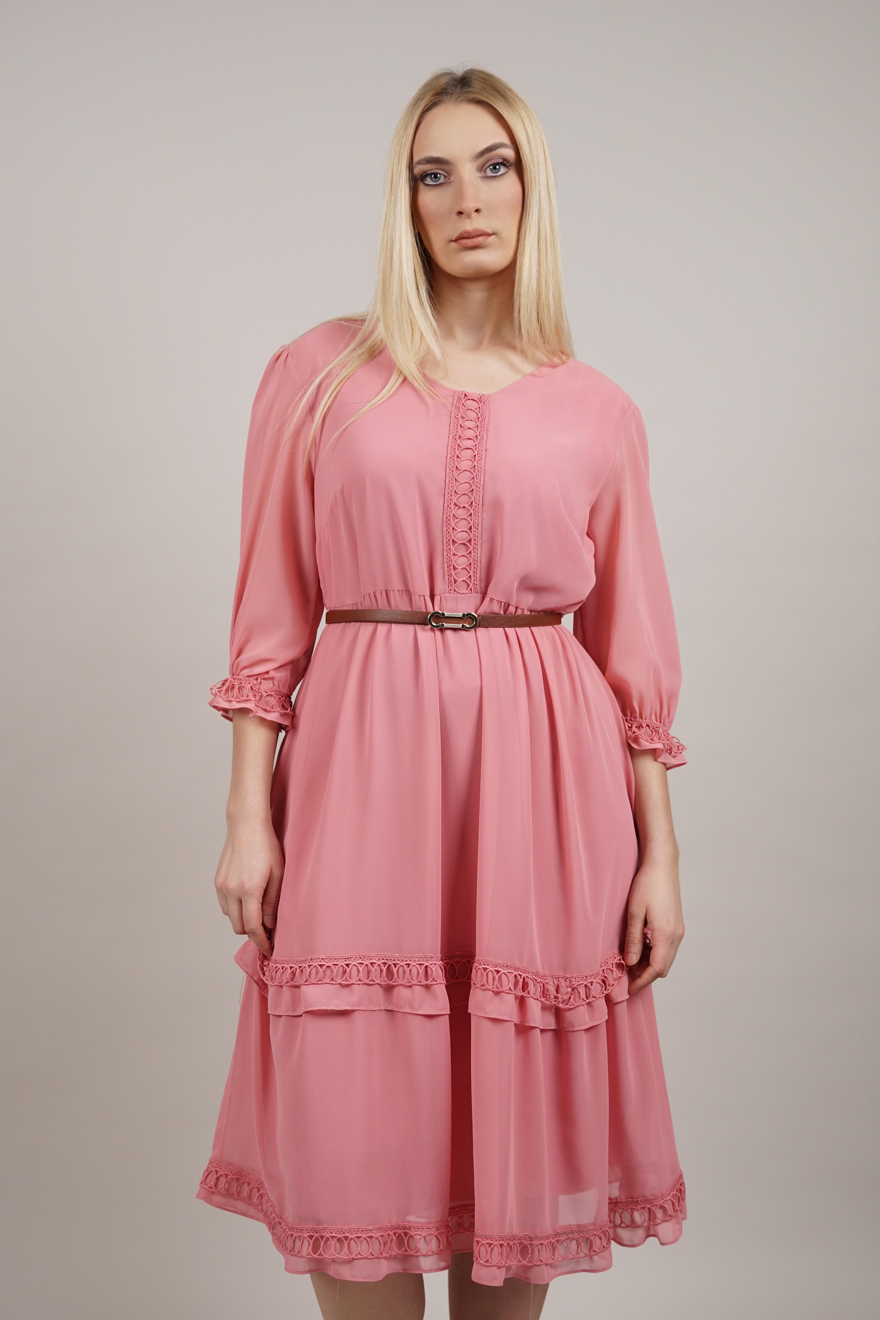 Valeria - romantična haljina u puderasto roze nijansi