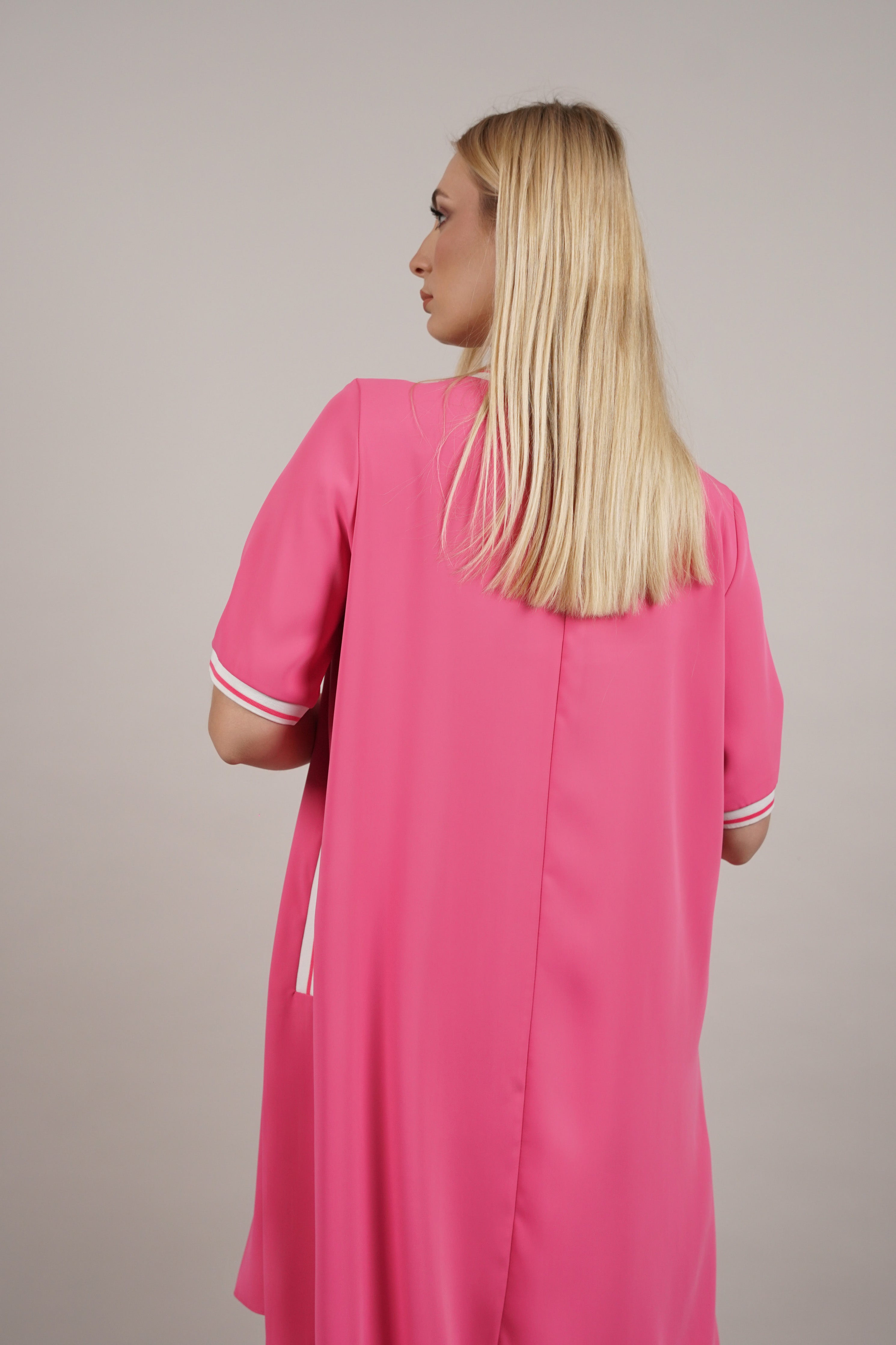 Monaco – roza haljina s bijelim obrubom