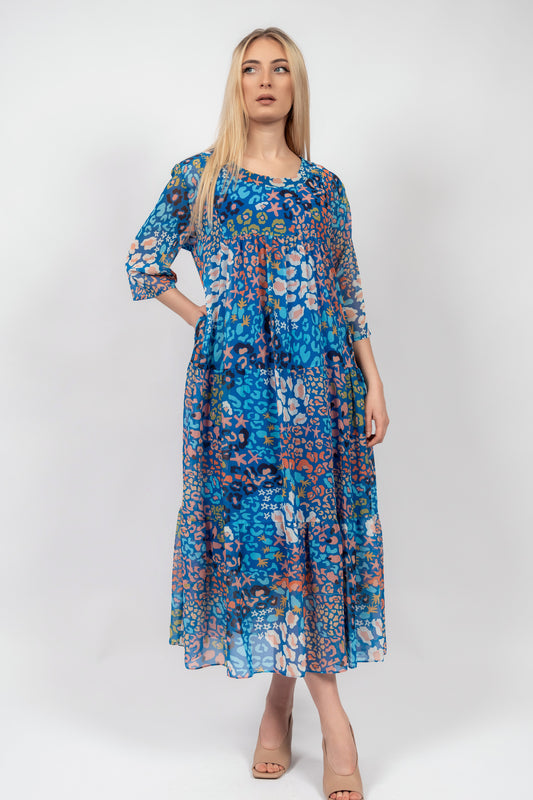 Marsela - plava mozaik haljina