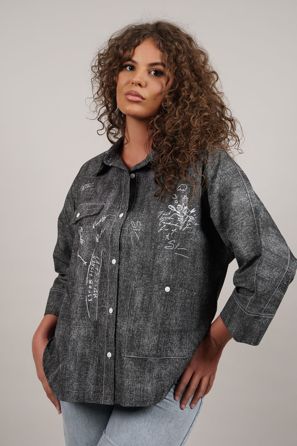 Gita - pamučna košulja u sivoj nijansi