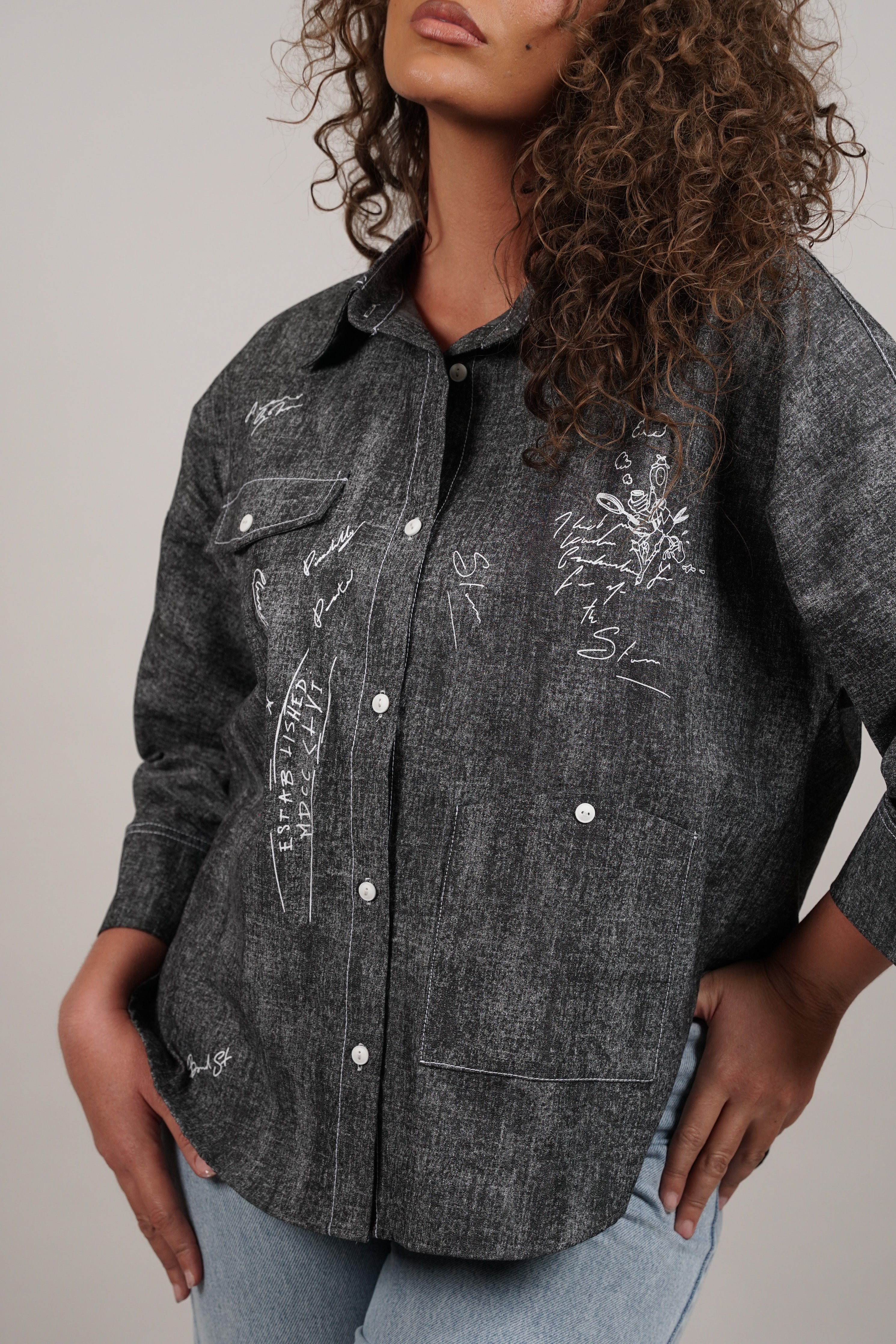 Gita - pamučna košulja u sivoj nijansi