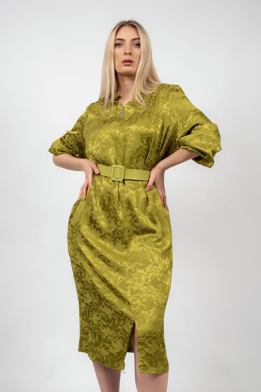 Elina - zlatno zelena haljina od viskoze