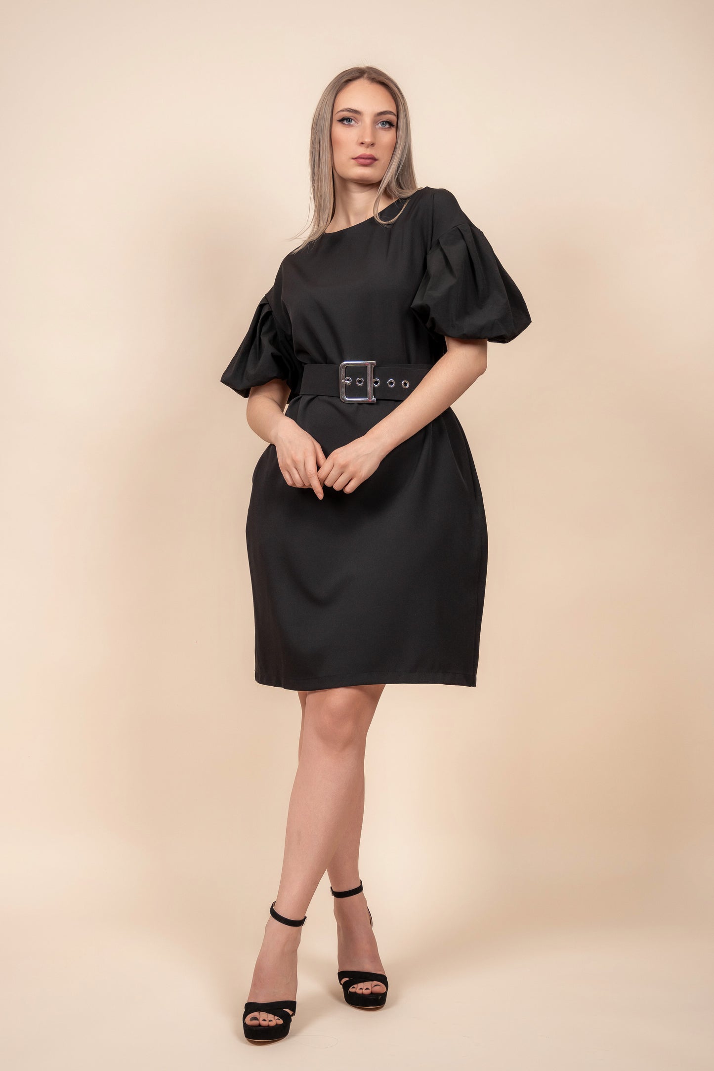 Adela - crna haljina sa puf rukavima