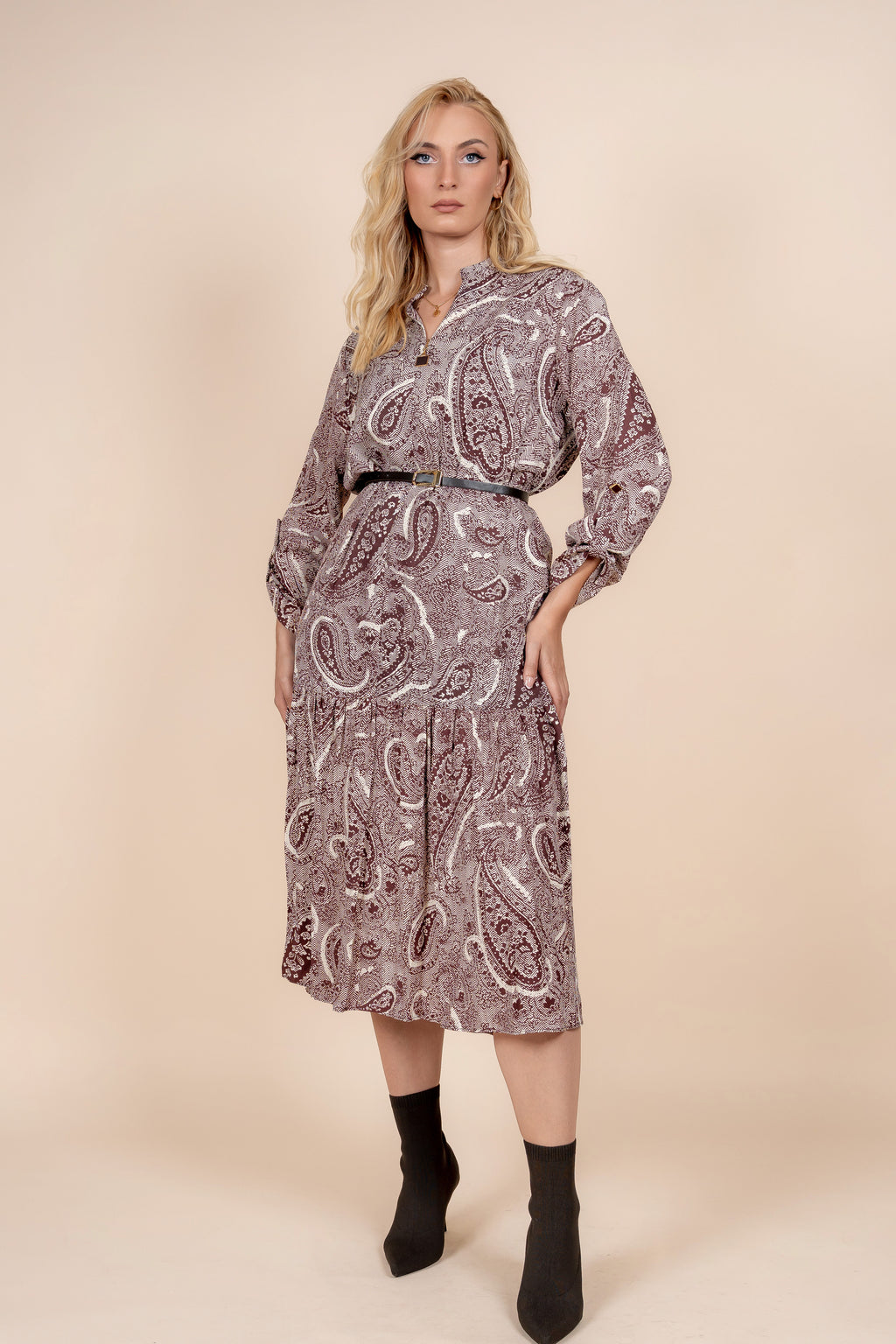 Maya - moderna pamučna haljina s unikatnim dezenom