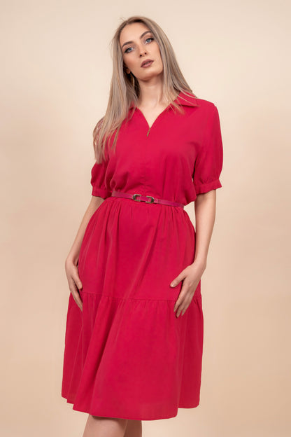 Nina - suptilna i elegantna crvena haljina